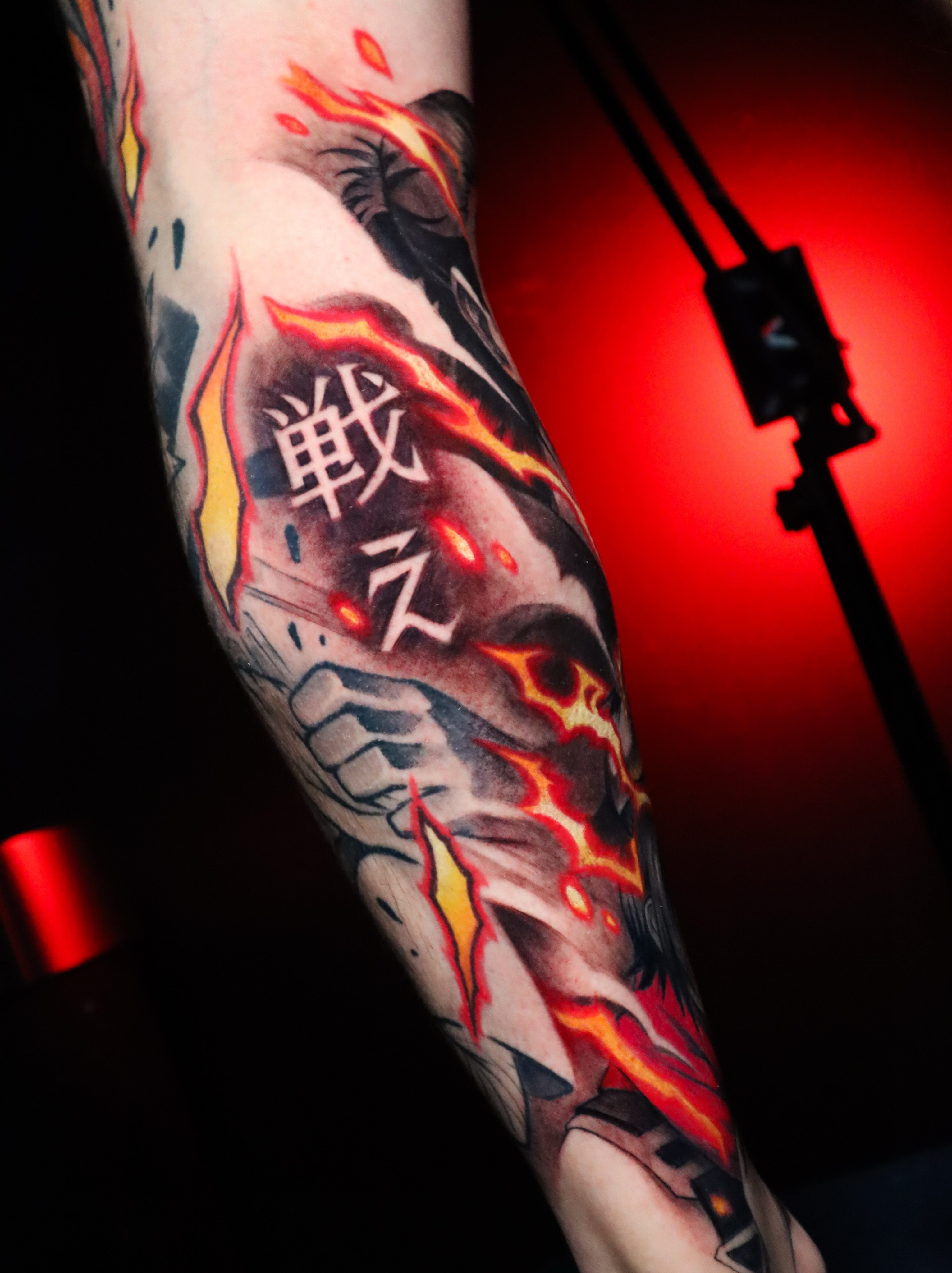 Fire and fist japanese irezumi tattoo on the forearm by Jesús Blones - Tattoo Artist, Norwalk, Connecticut