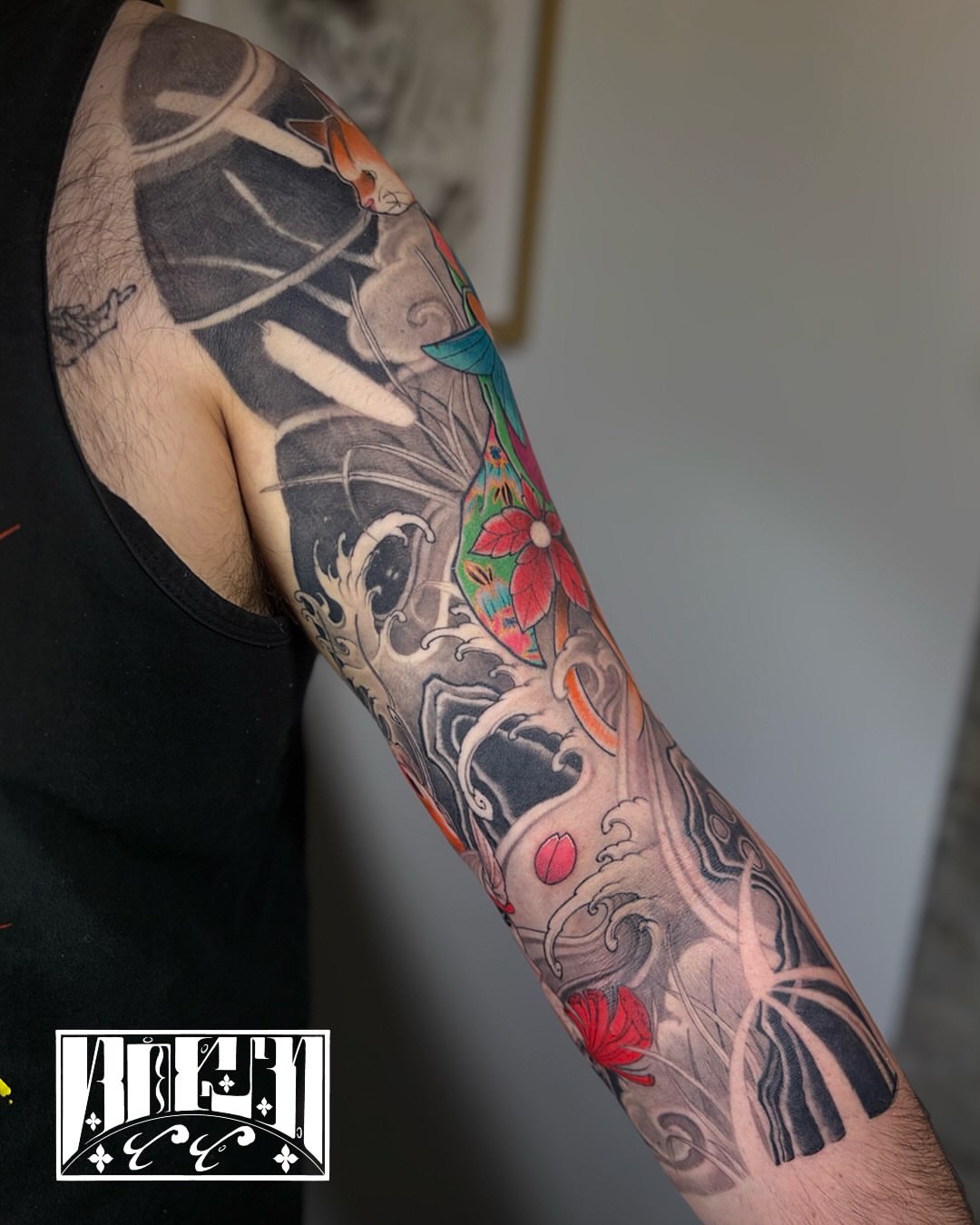 Tattoo by @vince.tattoos — japanese_irezumi, dotwork