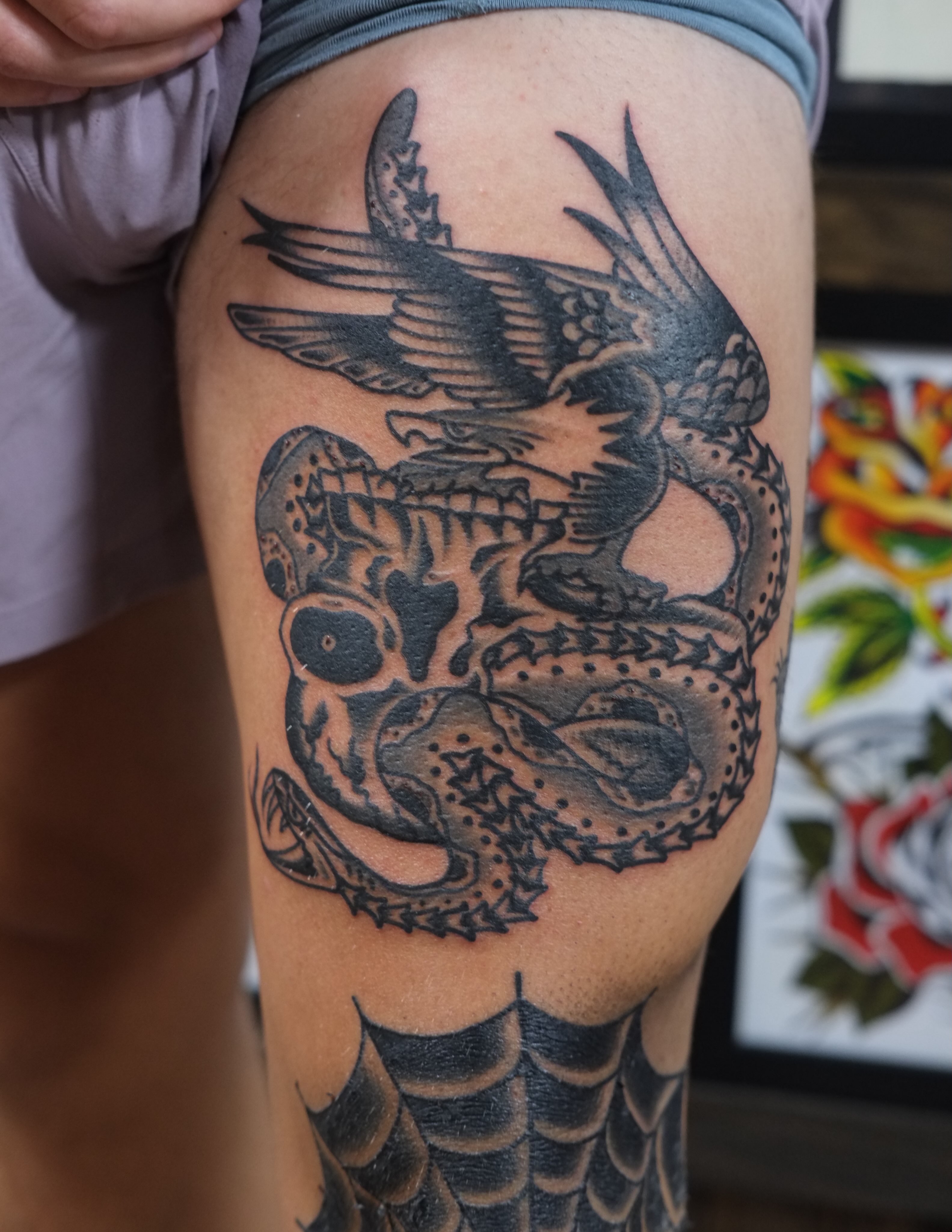 Tattoo by @butchmickle — black_and_grey, dotwork