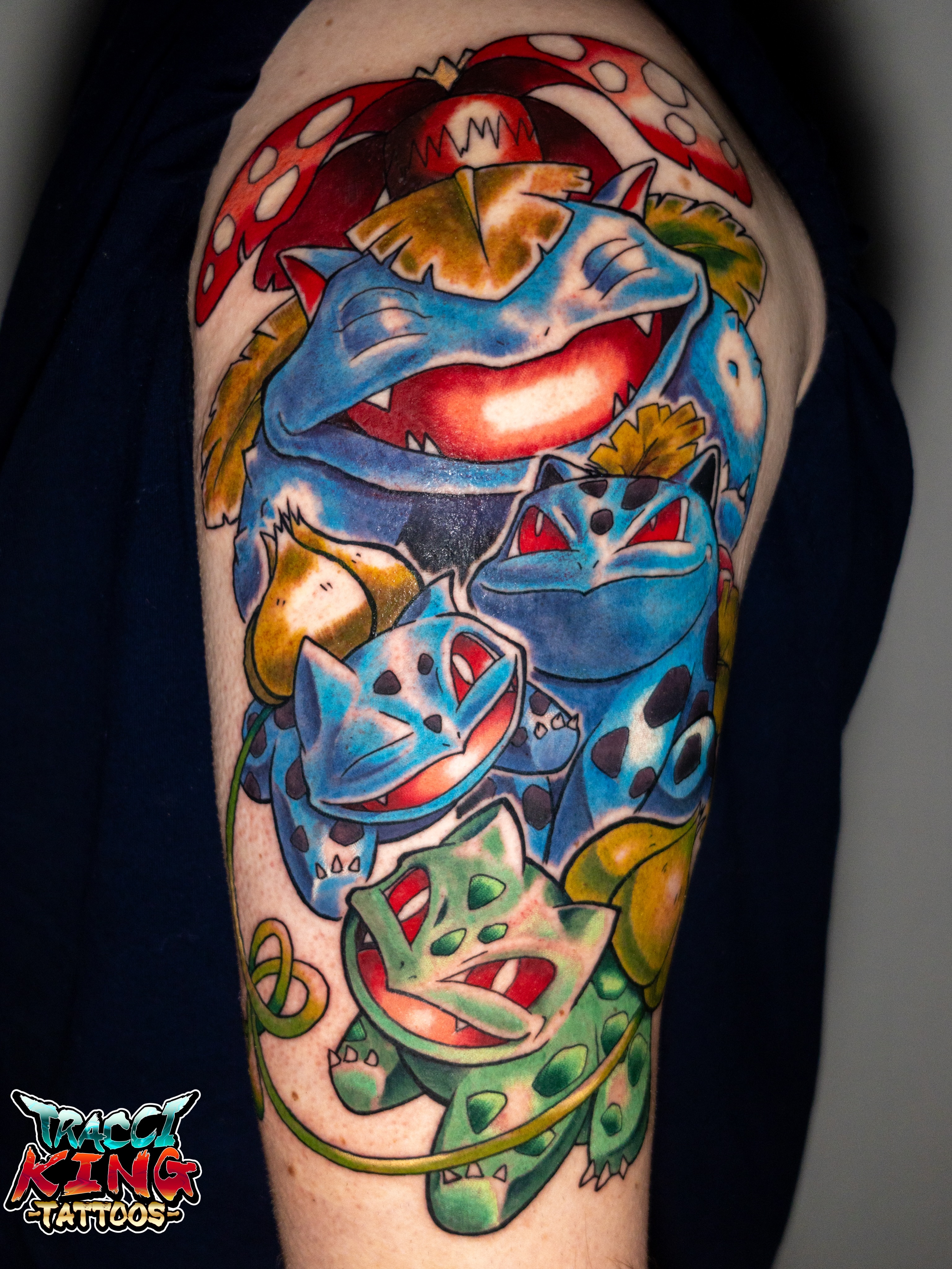 Pokémon new school tattoo on the forearm by Tracci King