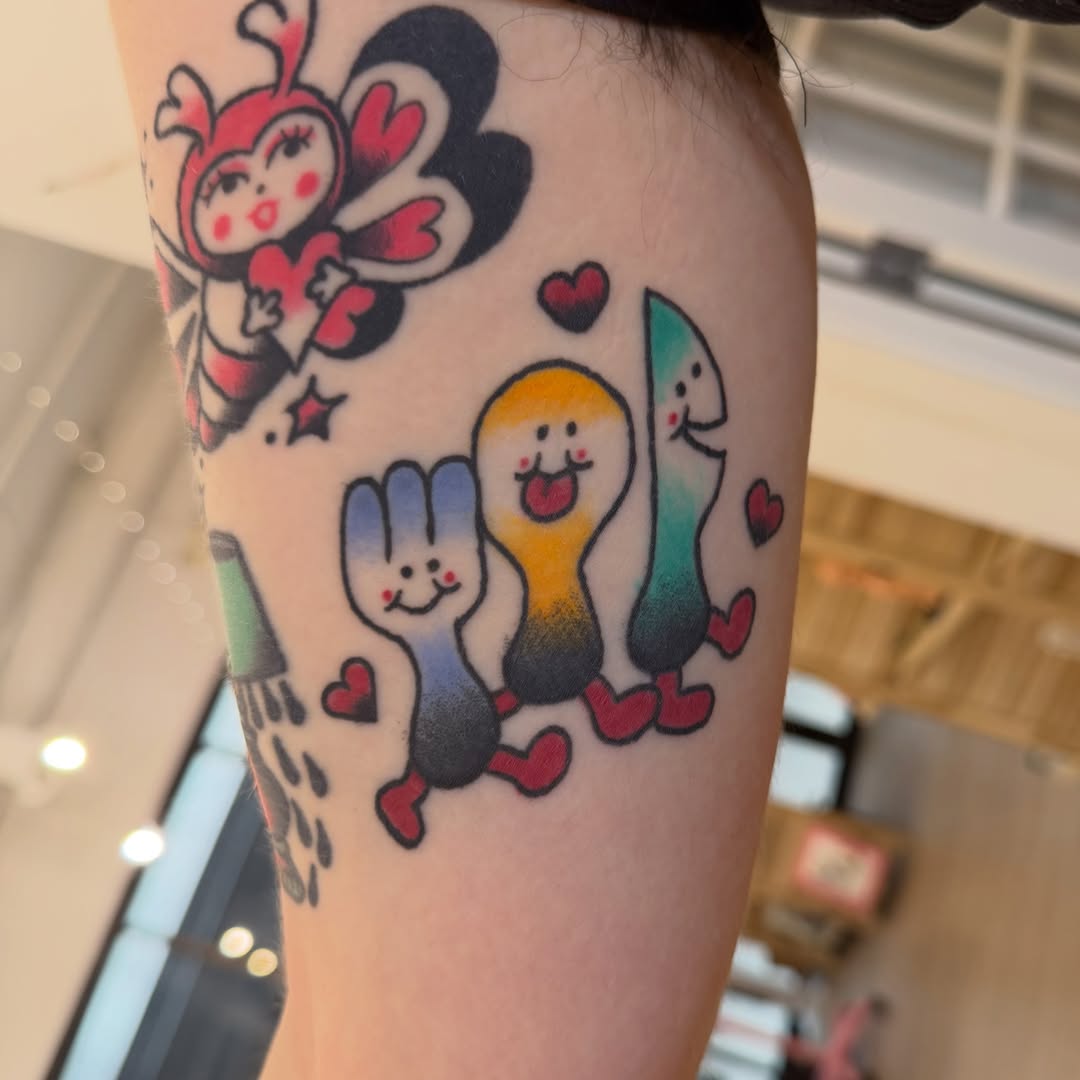 Tattoo by @roachparade — dotwork, anime