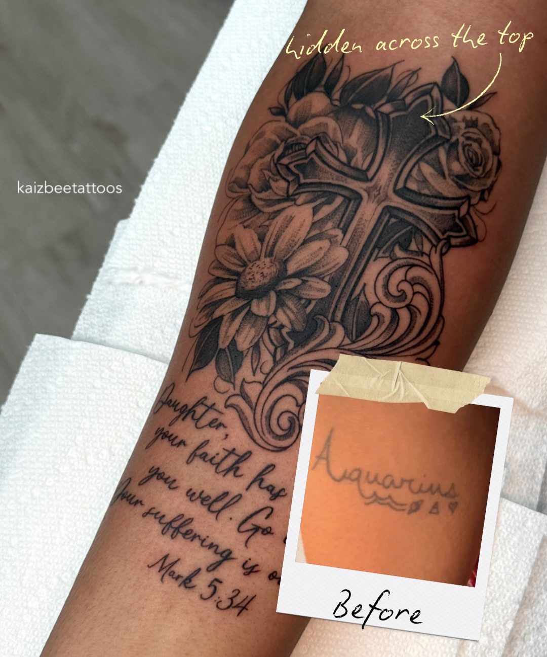 Tattoo by @kaizbeetattoos — black_and_grey, realism