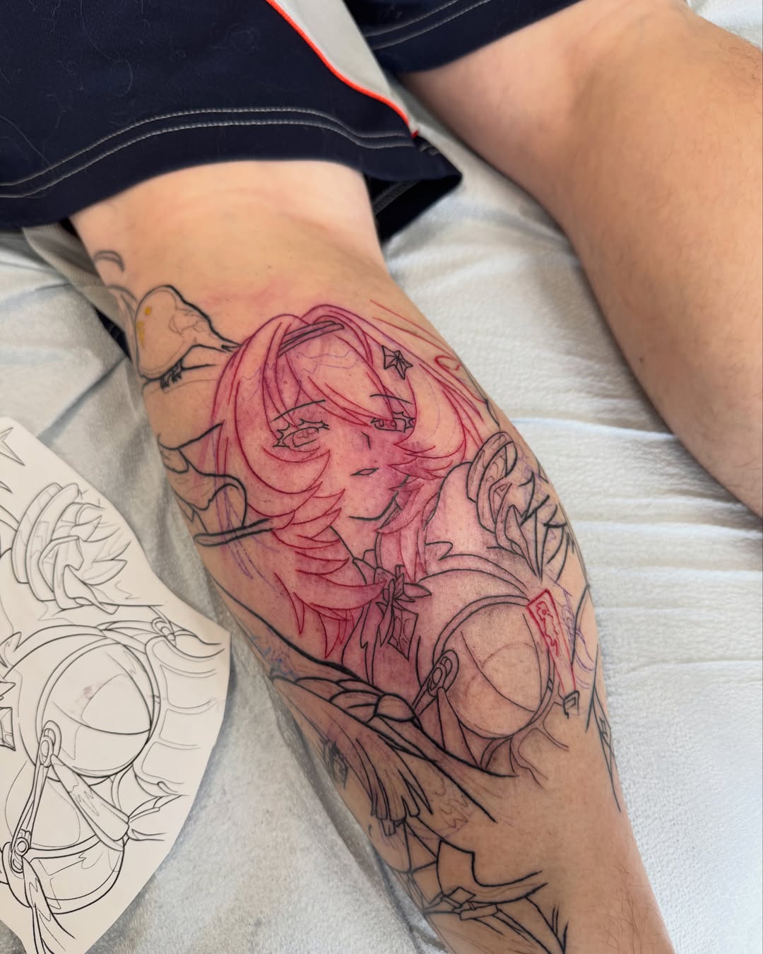 Anime character anime tattoo on the forearm by Mish