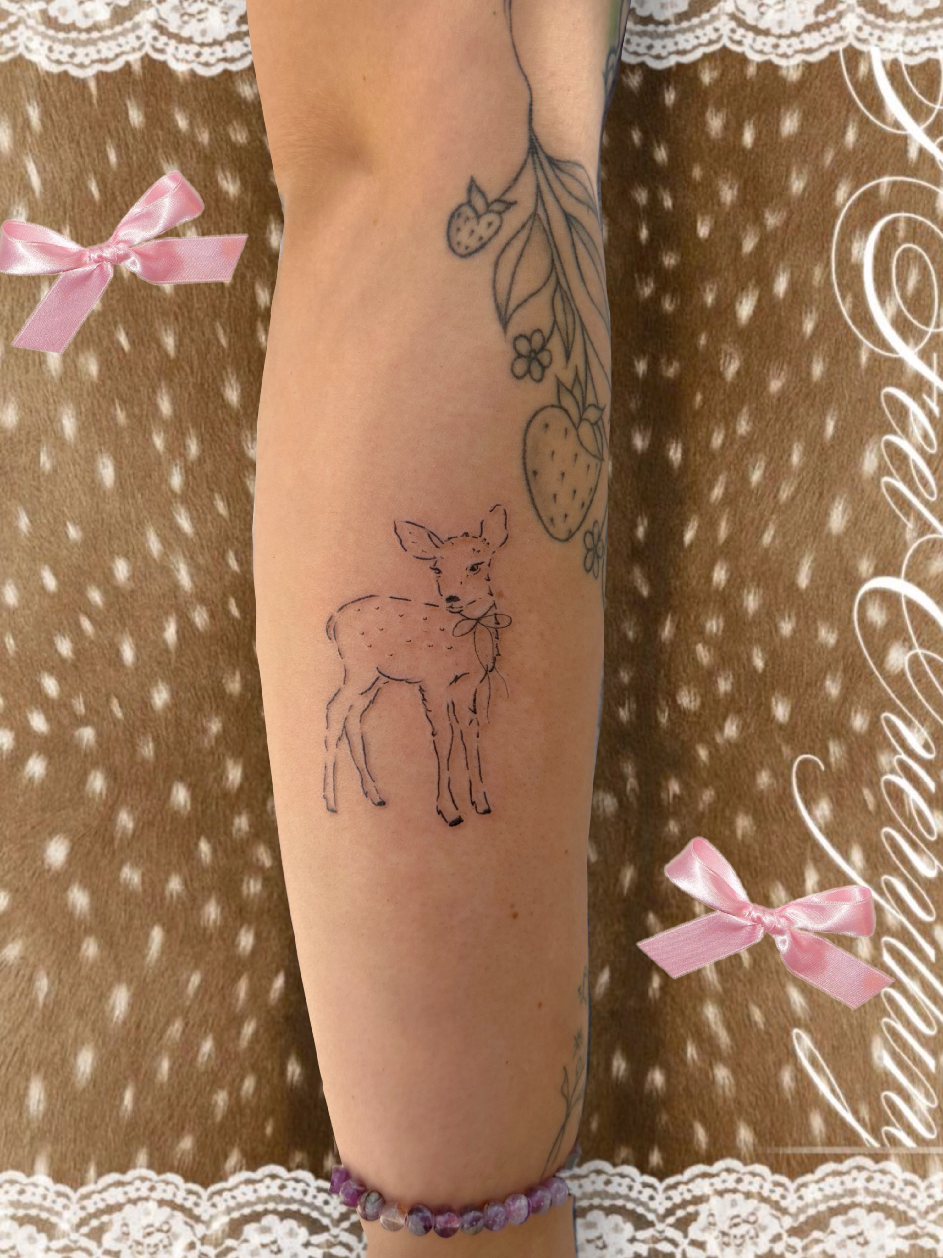 Deer fine line tattoo on the forearm by : *✧･ﾟ:* camryn  *:･ﾟ✧: