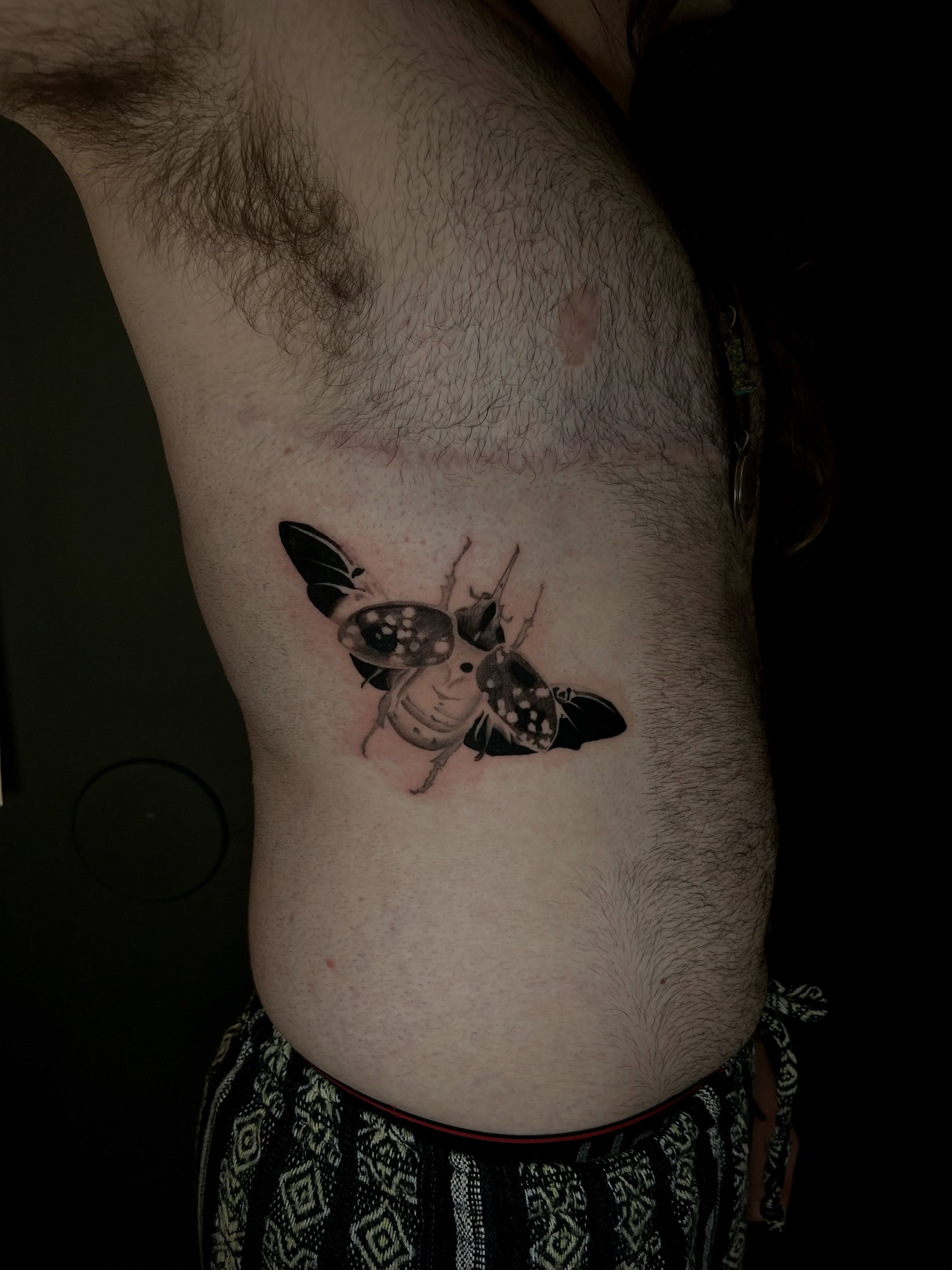 Moth realism tattoo on the ribs by KB