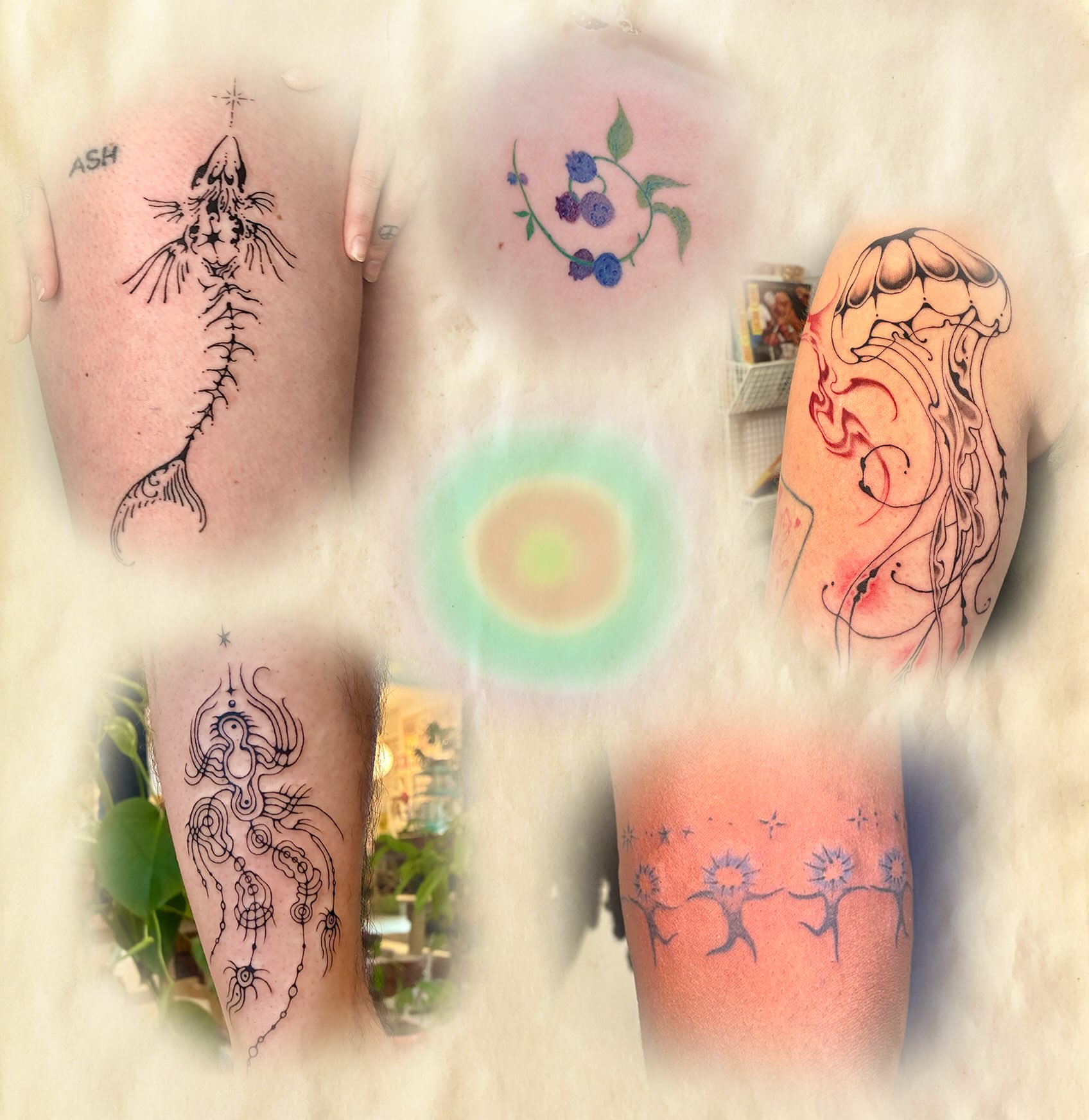 Abstract designs geometric tattoo on the leg by thalia