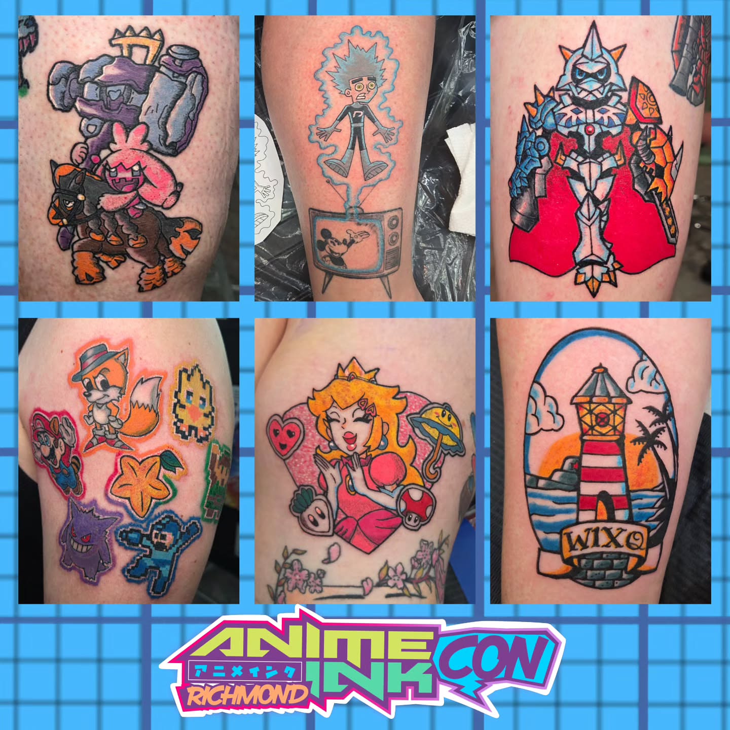 Anime characters anime tattoo on the thigh by Chaz Escobar