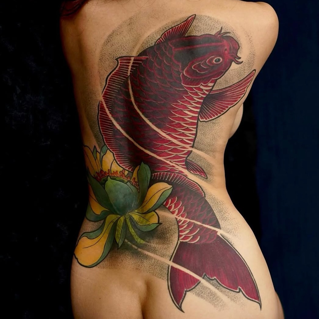 Tattoo by @slimwinters — dotwork, japanese_irezumi