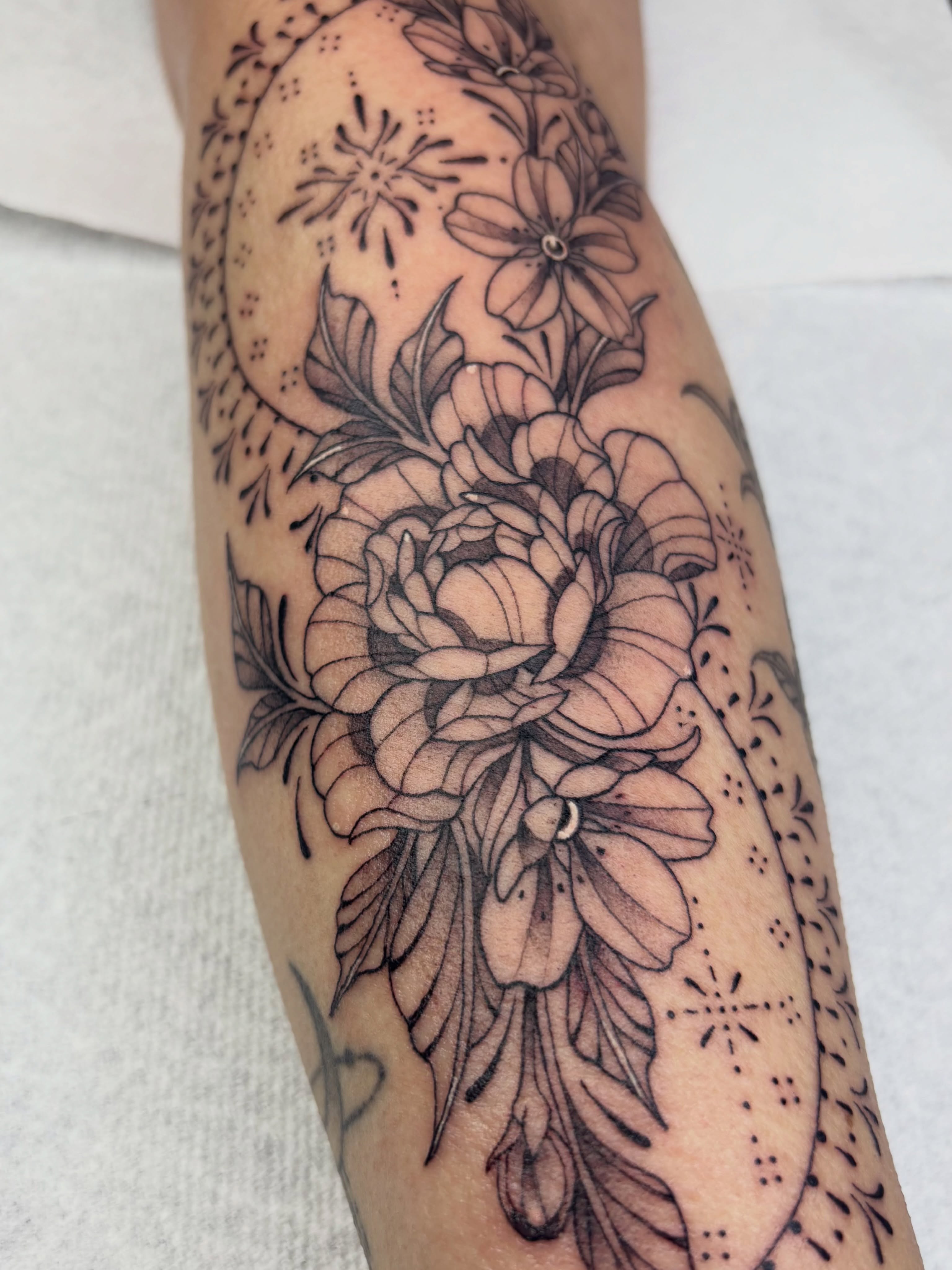 Tattoo by @valeriemourningstar — black_and_grey, ornamental