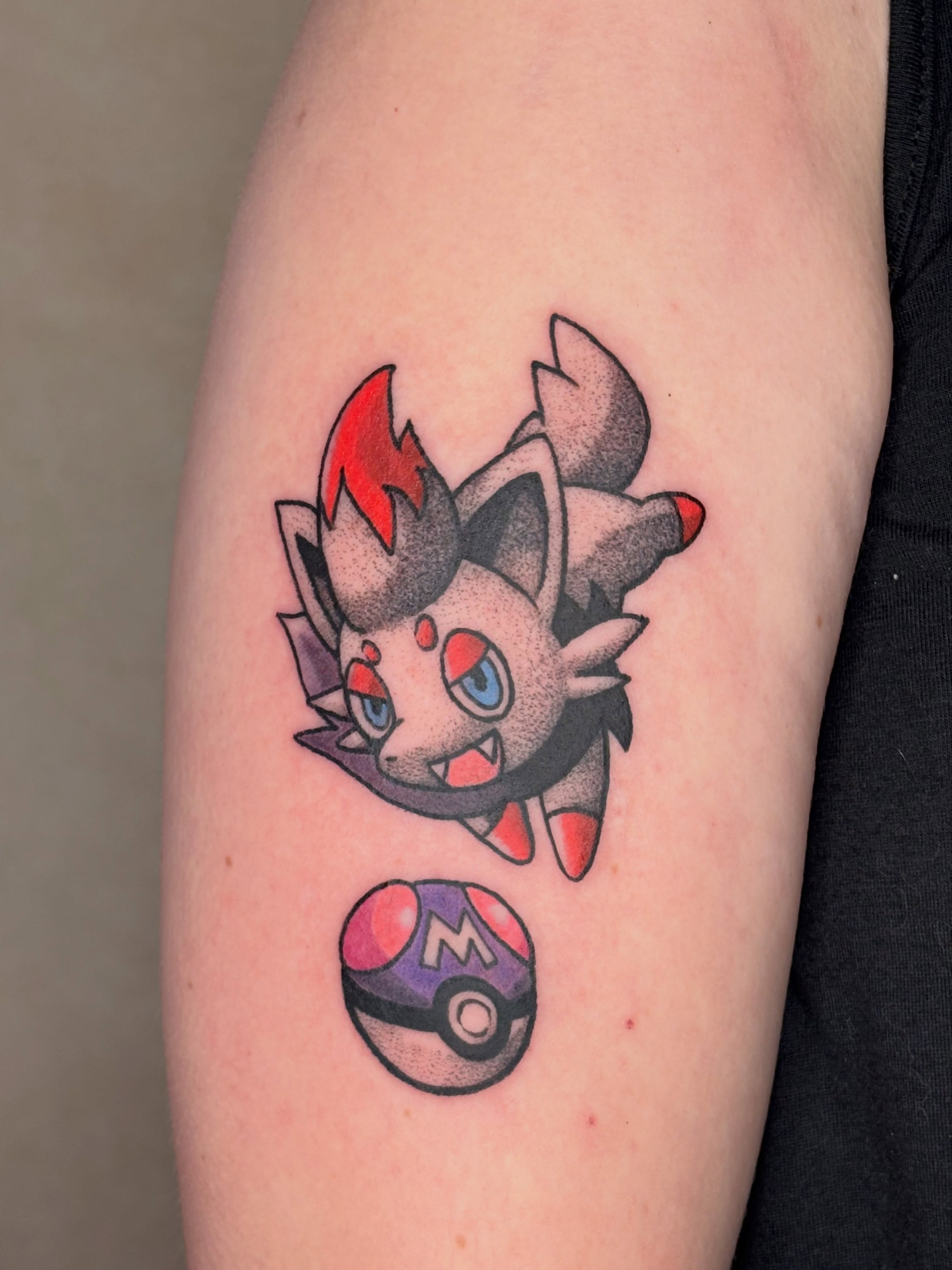 Jolteon dotwork tattoo on the forearm by π»πΈπ½π½, Ypsilanti, Michigan