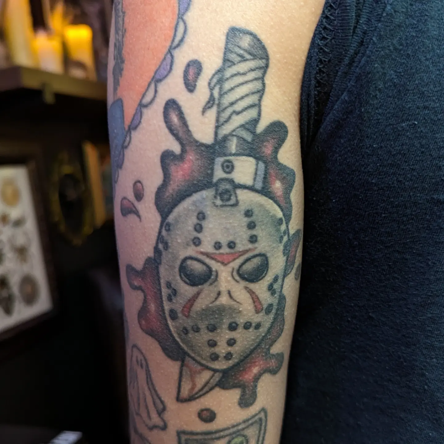Jason voorhees mask American traditional tattoo on the forearm by 𝐈𝐚𝐧 𝐒𝐞𝐭𝐡 🕷️ Austin