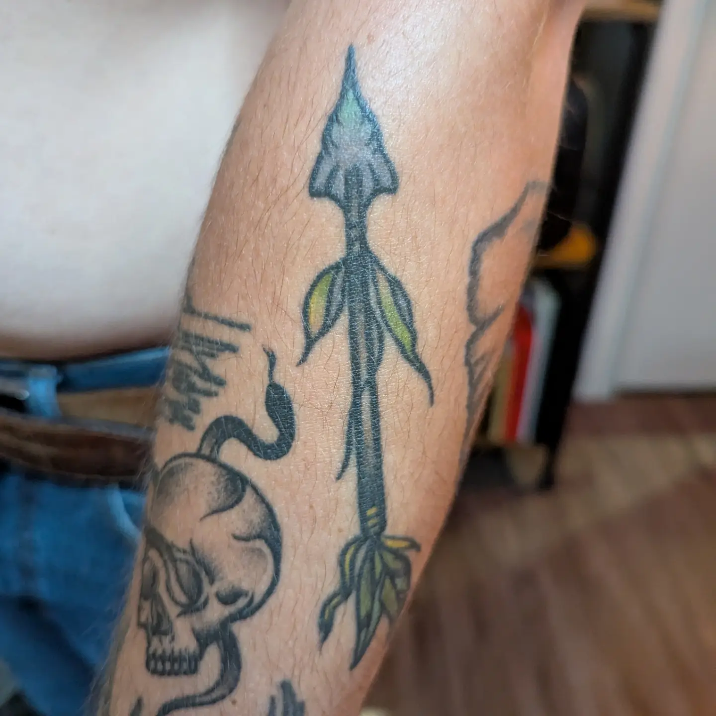 Dagger with leaves neo-traditional tattoo on the forearm by 𝐈𝐚𝐧 𝐒𝐞𝐭𝐡 🕷️ Austin