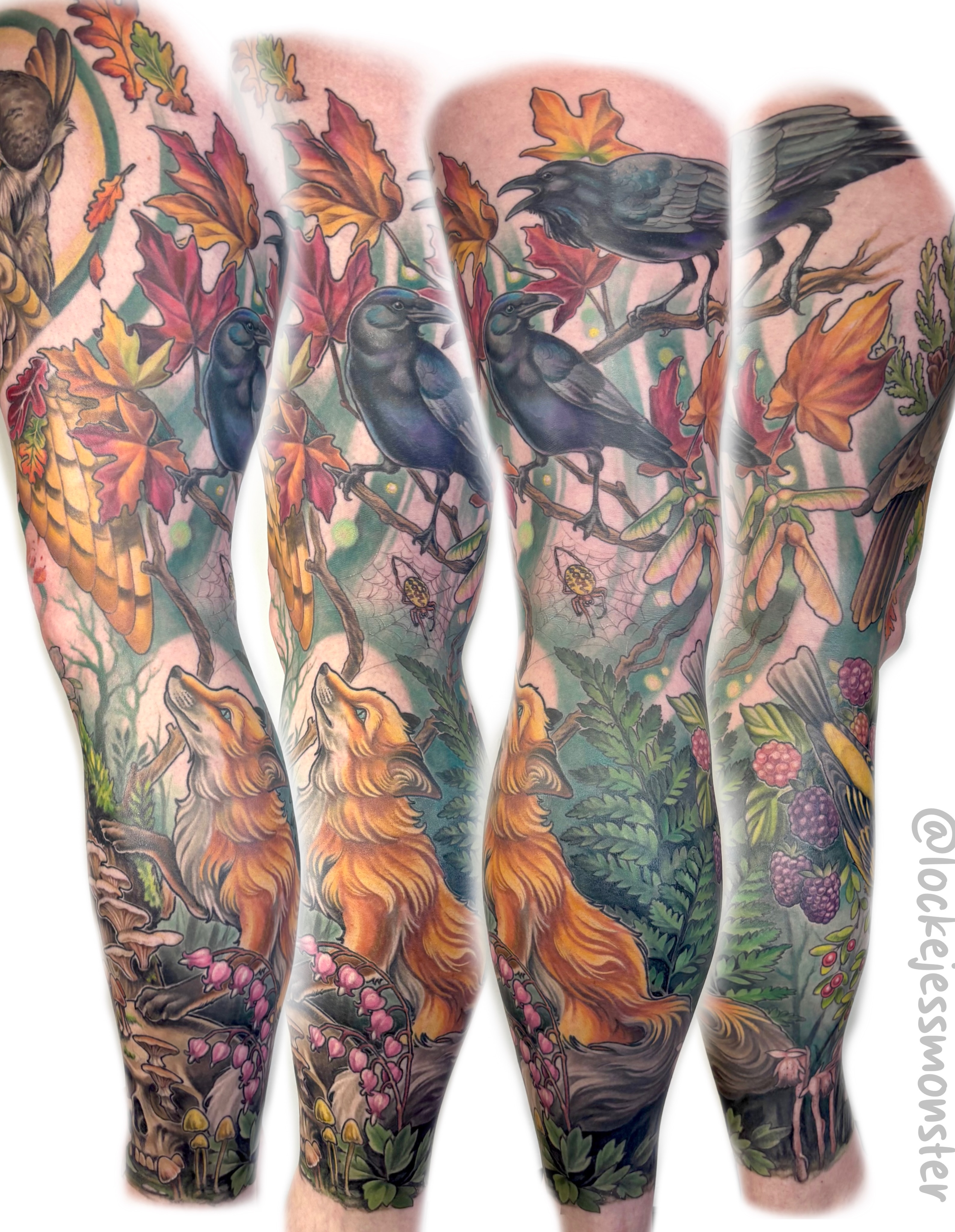 Tattoo by @lockejessmonster โ realism, dotwork