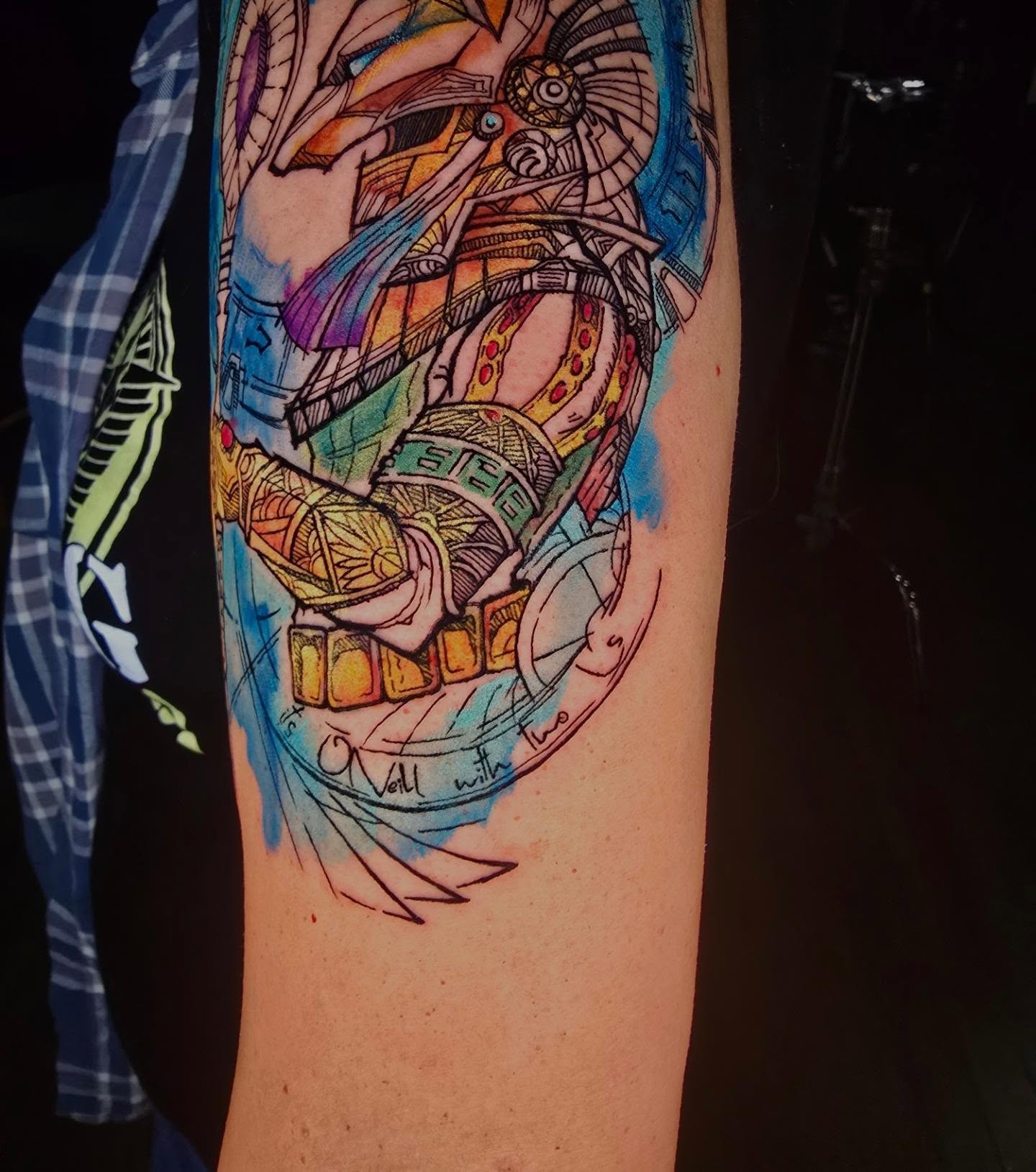 Tattoo by @dragonrock_tattoos — watercolor, geometric