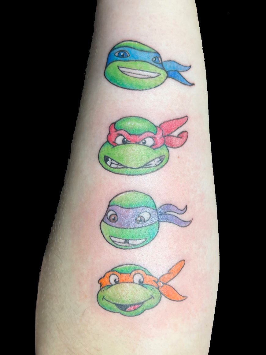Teenage Mutant Ninja Turtles new school tattoo on the forearm by LooSid