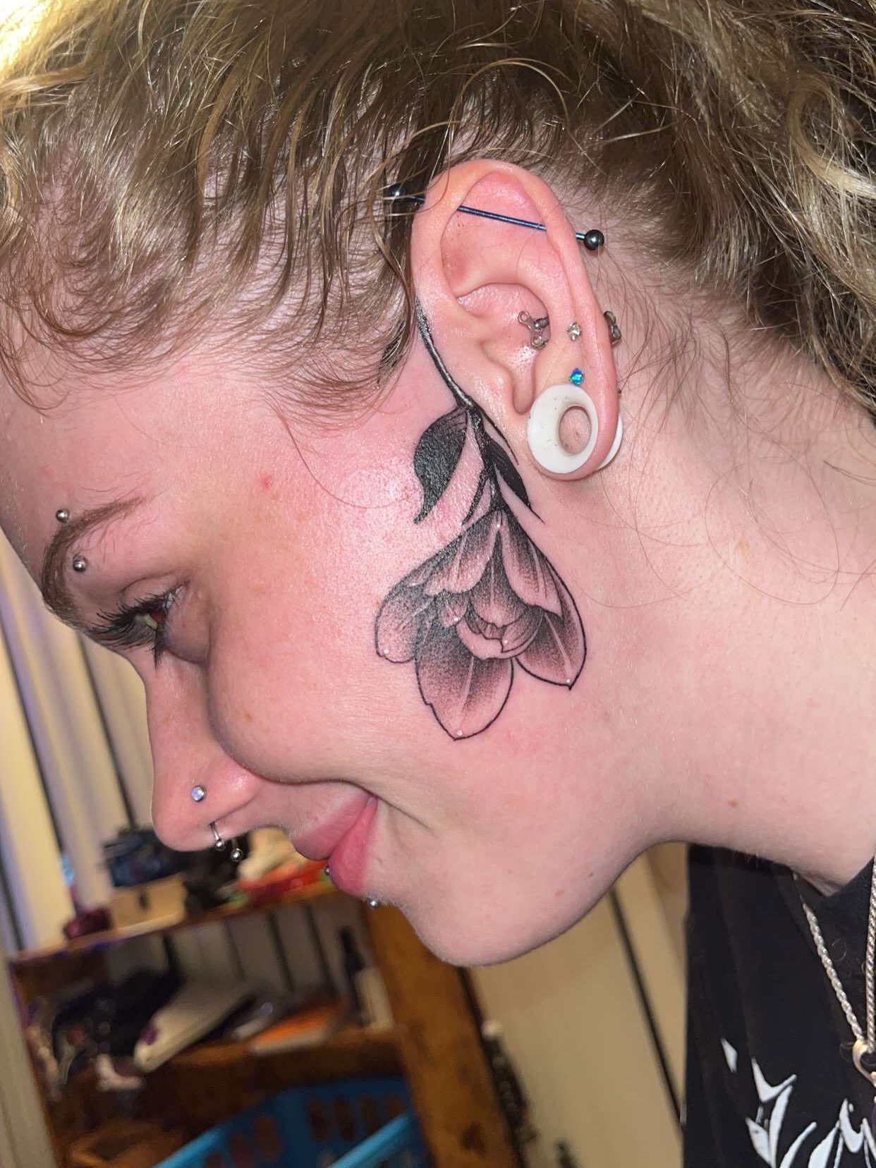Tattoo by @pushingpigment1117 — black_and_grey