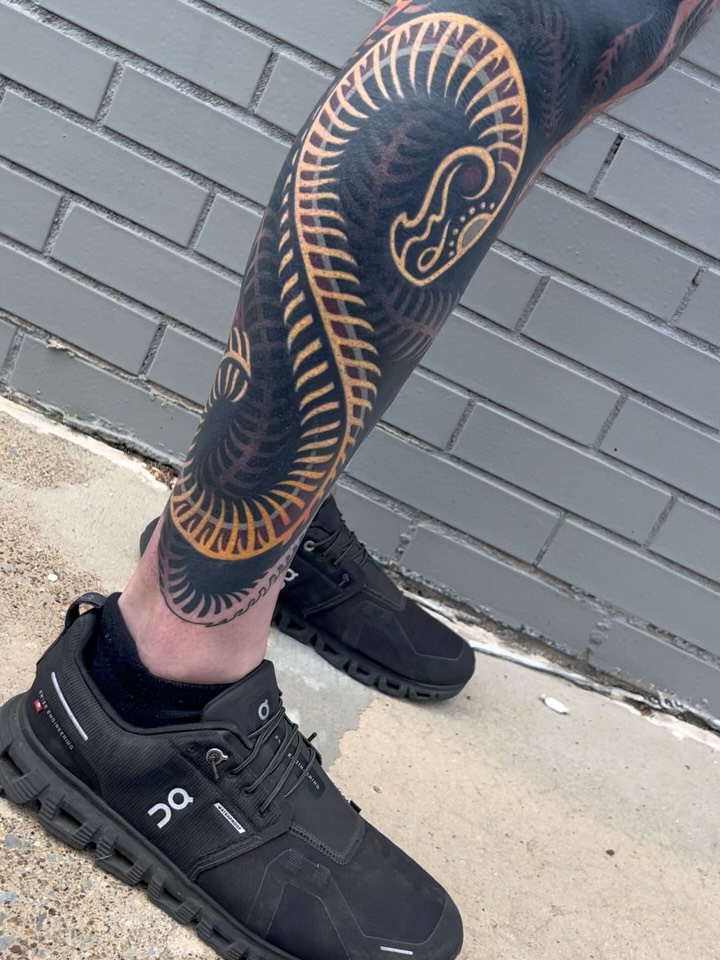 Tattoo by @handshakesnaketattoos — black_and_grey