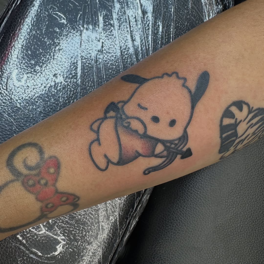Baby animal black and grey tattoo on the forearm by Ash Nicole Painterly, San Diego, California