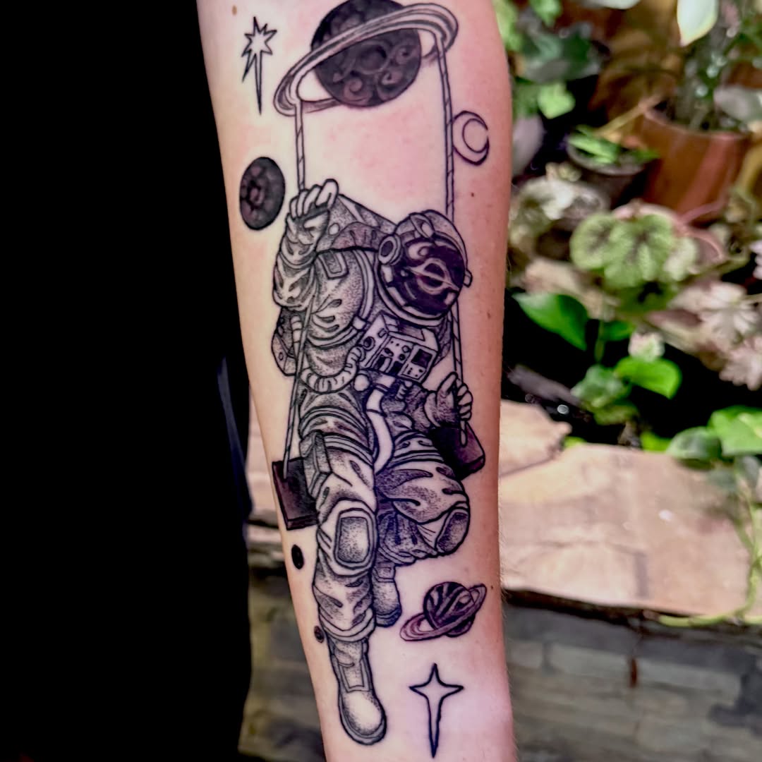 Tattoo by @drmcfrankenstein β dotwork, realism
