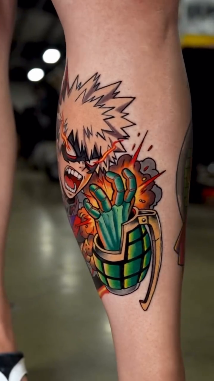 Katsuki Bakugo from My Hero Academia anime tattoo by Dharma.tattoo