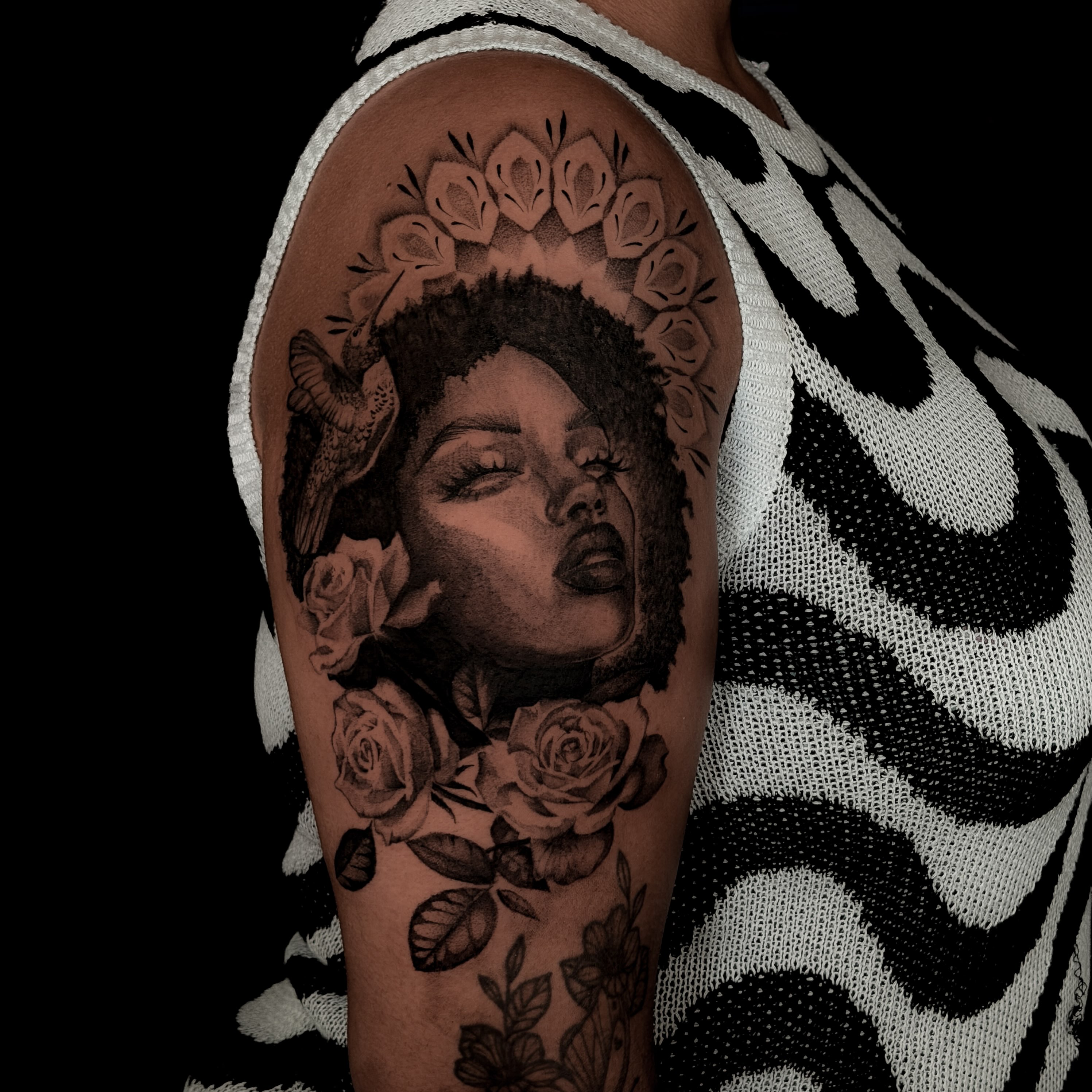 Tattoo by @_dreadnot_ — black_and_grey, realism