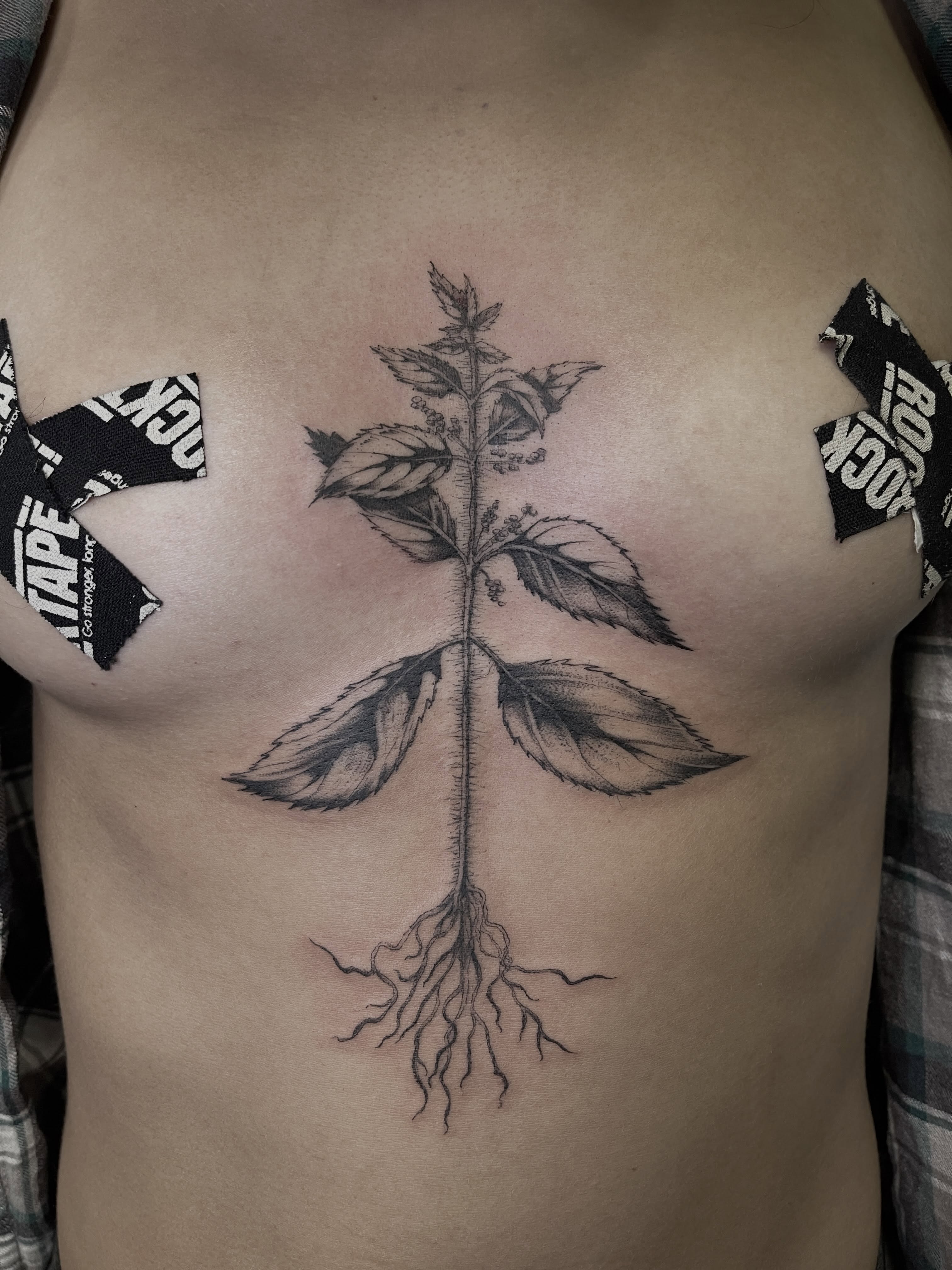 Tattoo by @pineneedlestattoo — black_and_grey