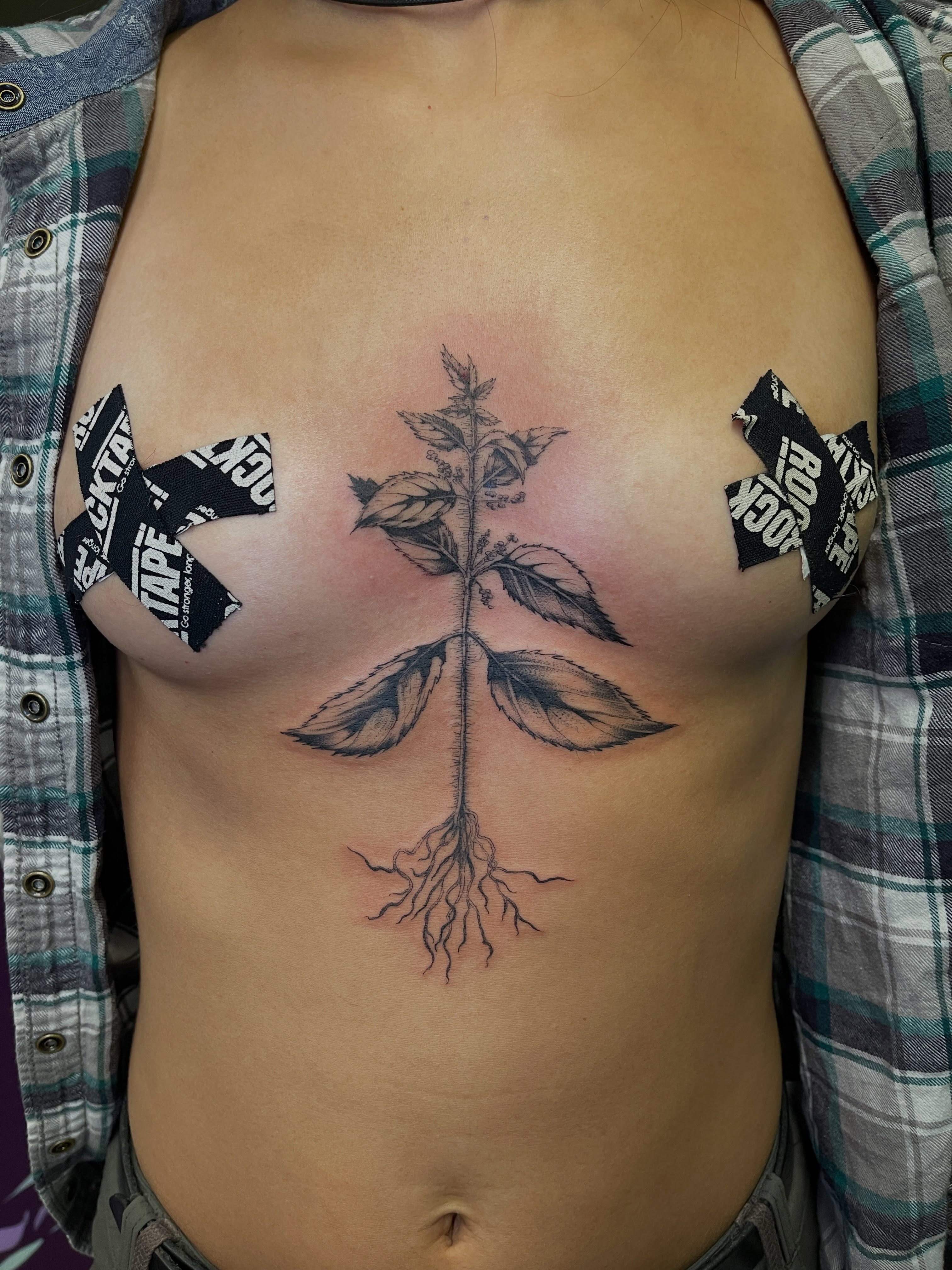 Tattoo by @pineneedlestattoo — black_and_grey
