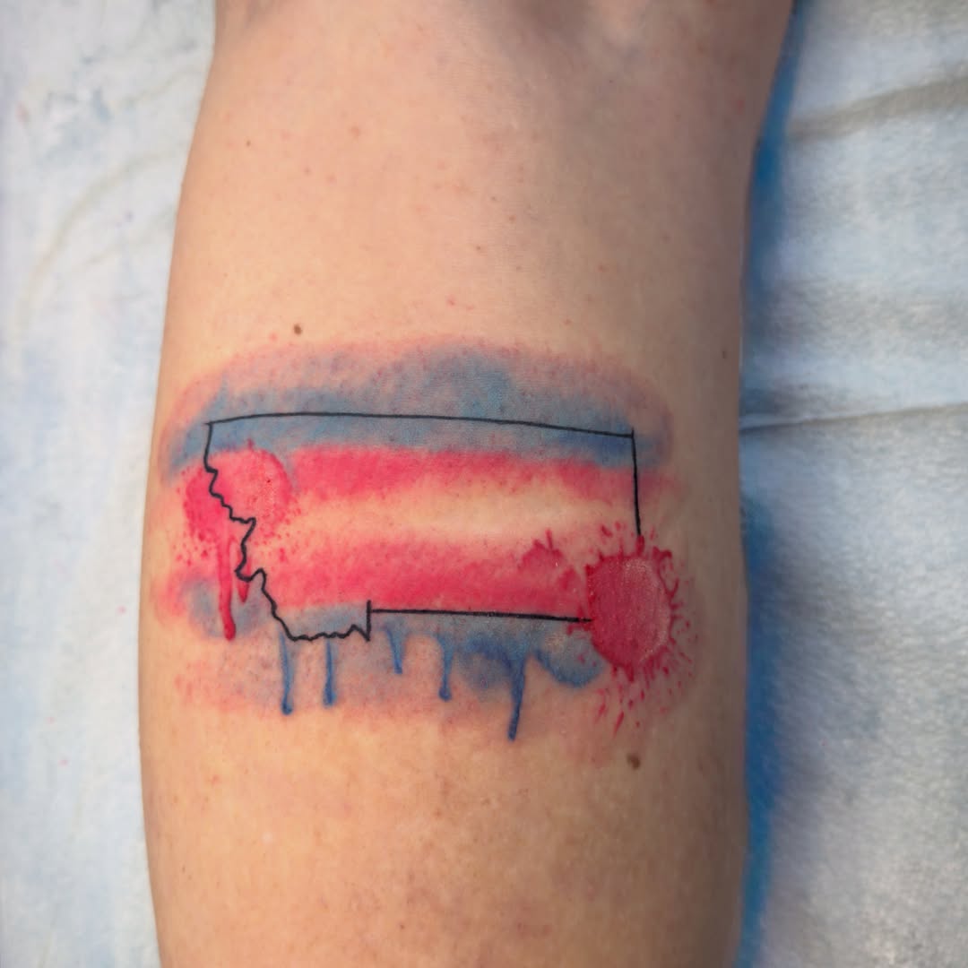 Abstract watercolor watercolor tattoo on the forearm by Charlotte (Luna), Seattle, Washington