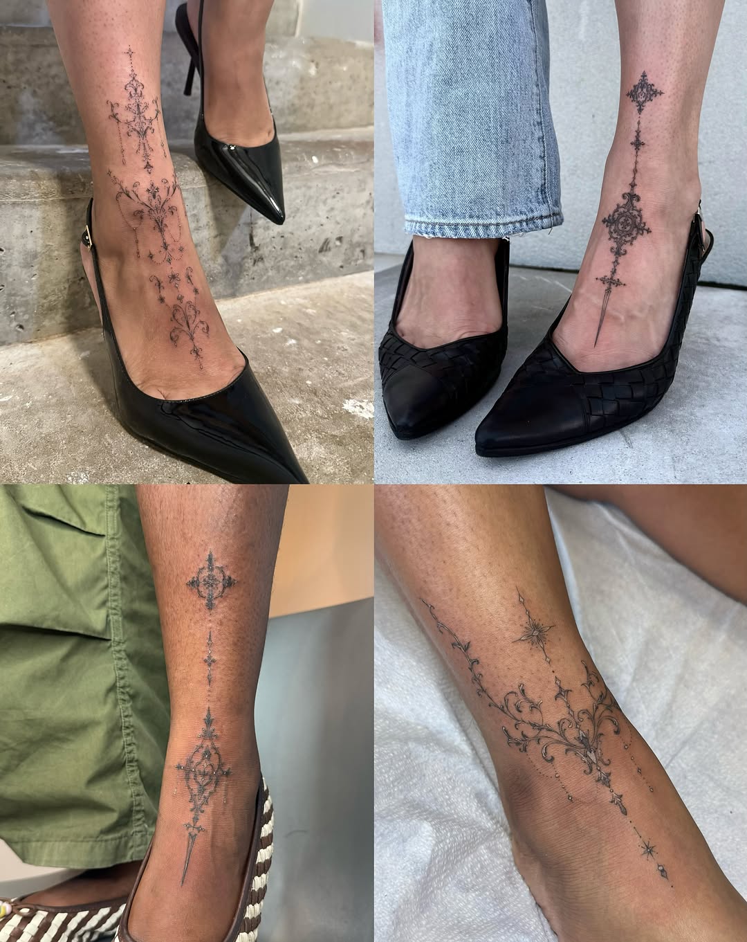 Geometric ornament geometric tattoo on the leg by ๐๐๐๐๐๐