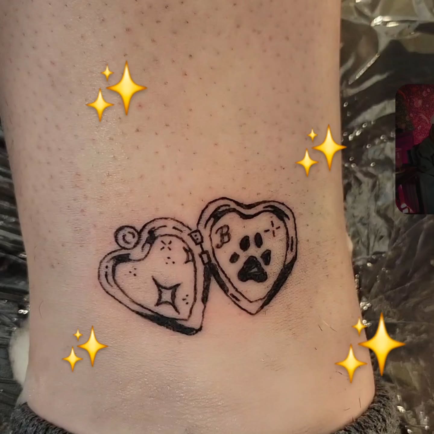 Heart locket black and grey tattoo on the forearm by Bee