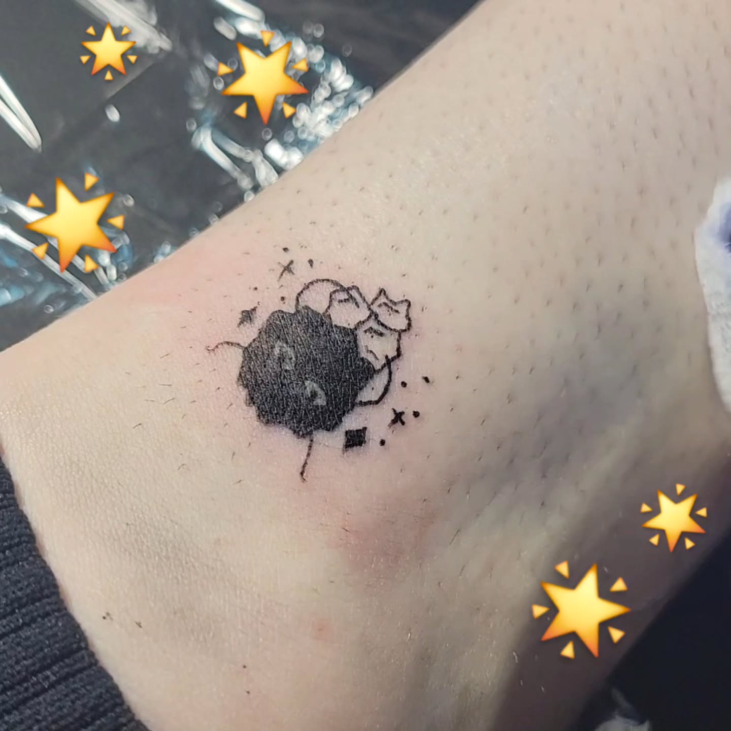 Asteroid dotwork tattoo on the forearm by Bee