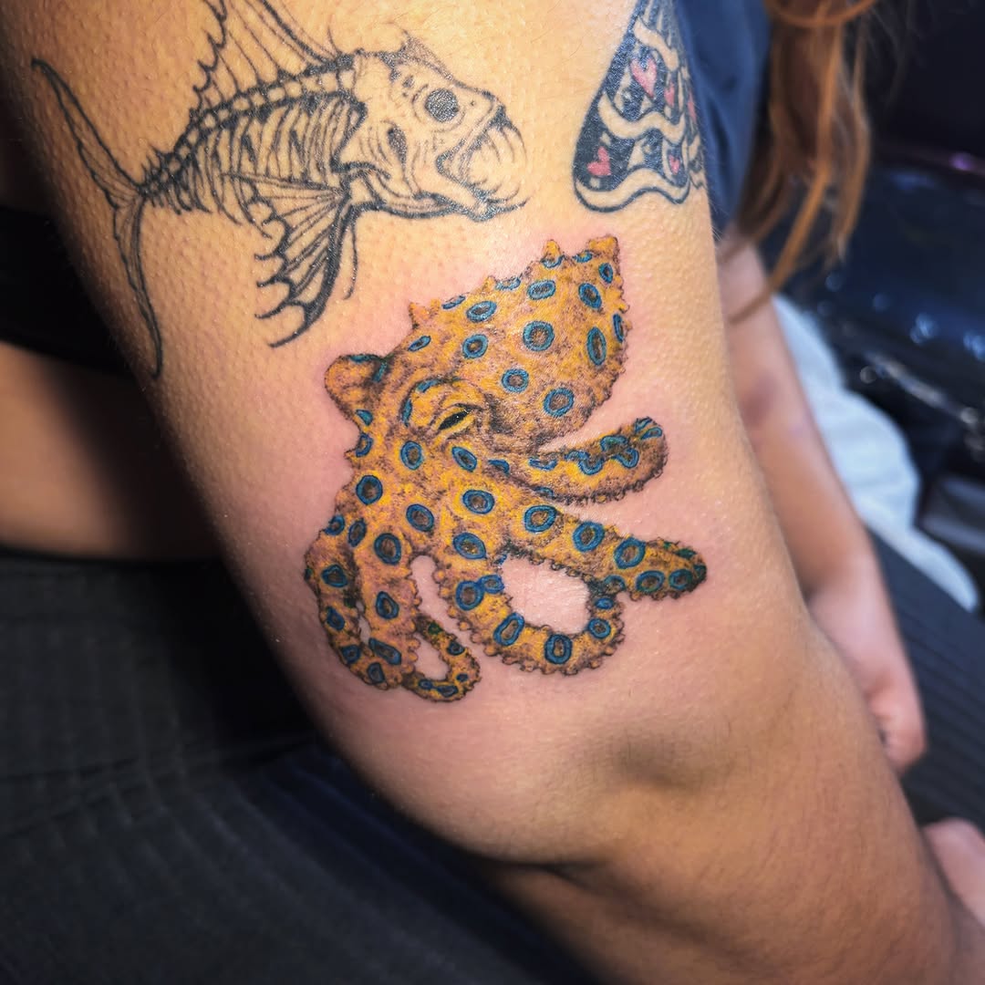 Octopus dotwork tattoo on the forearm by Mary Hannah Sosdian