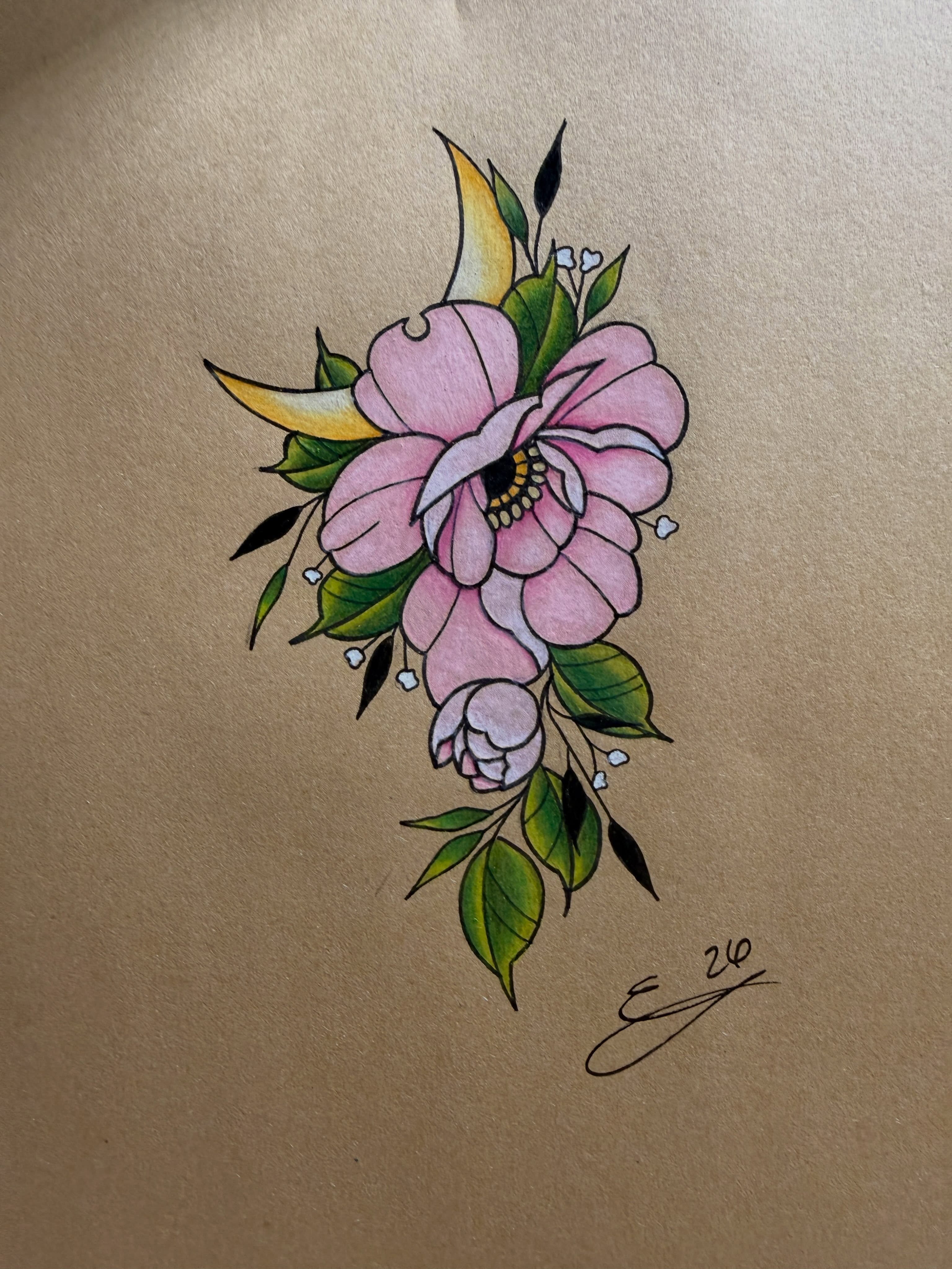 Flower bouquet new school tattoo by Scout Meyer