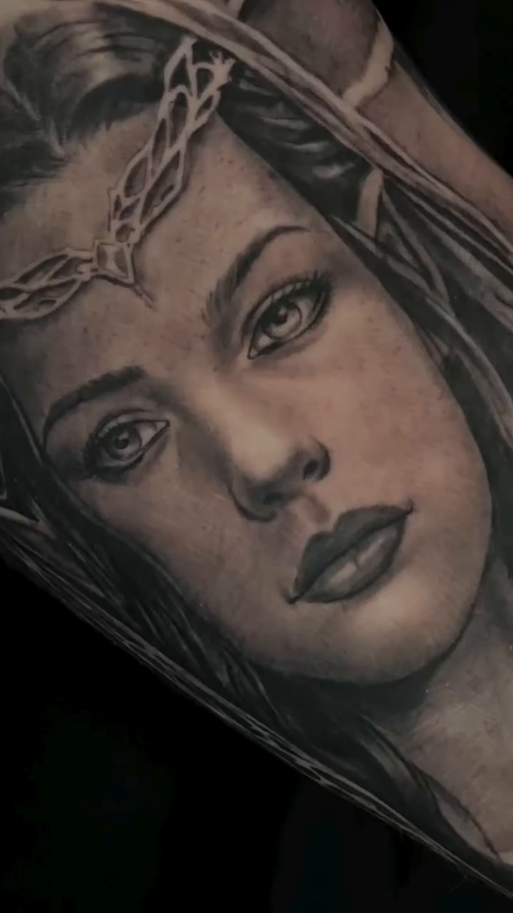 Elf portrait realism tattoo by Matthew Doherty