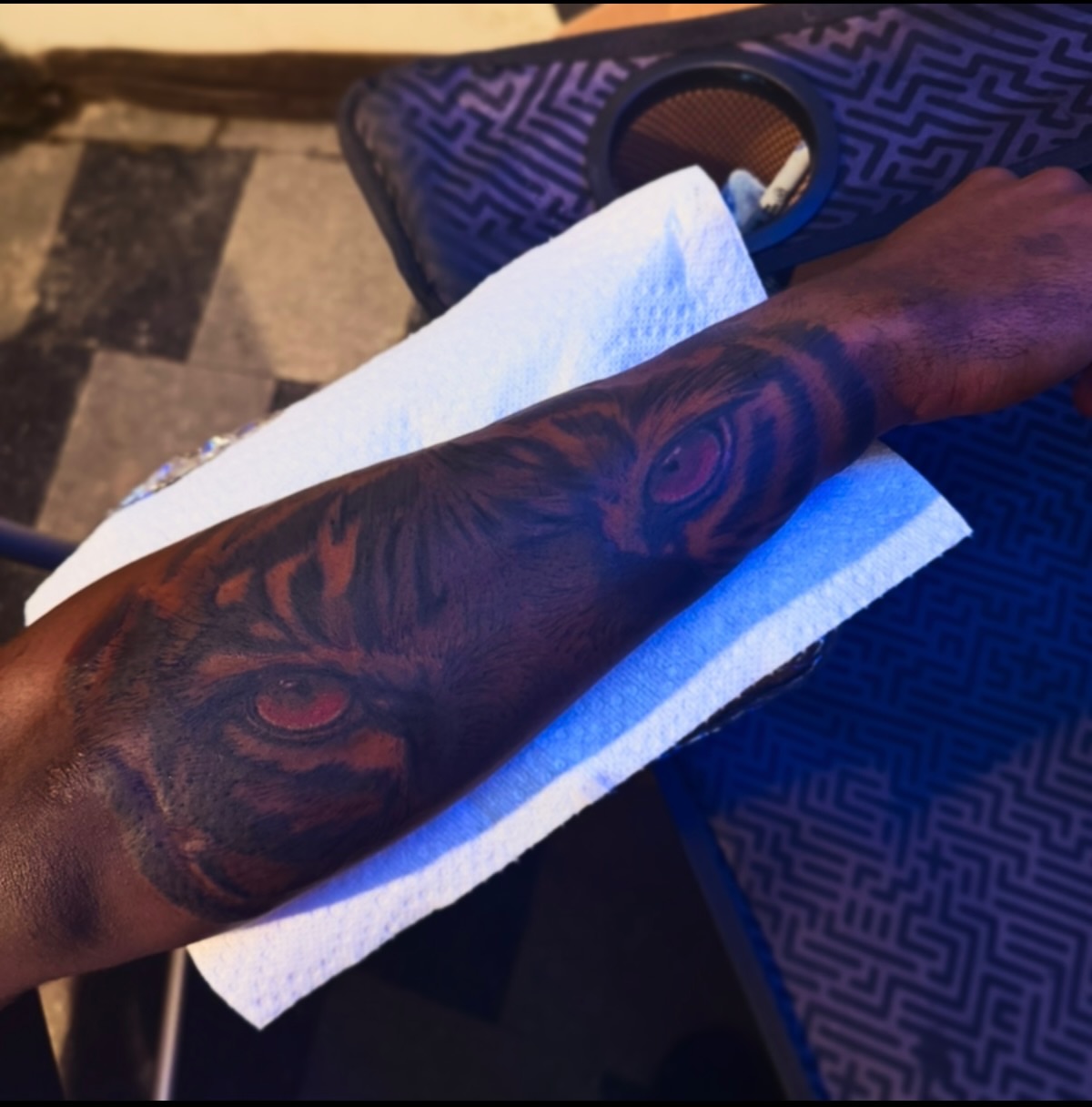 Owl realism tattoo on the forearm by Lamb, Philadelphia, Pennsylvania