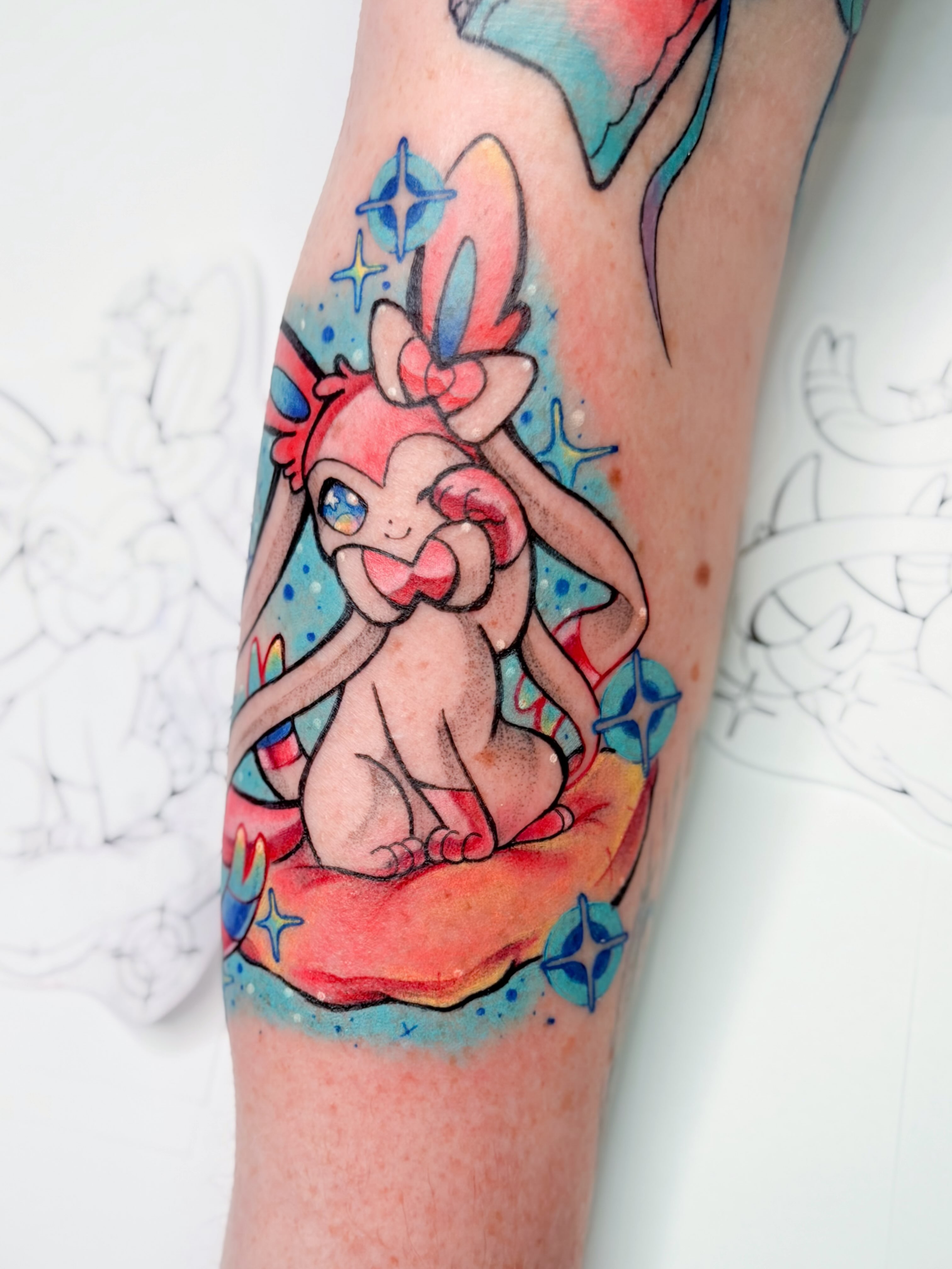 Sylphide watercolor tattoo on the forearm by Constance Roberts