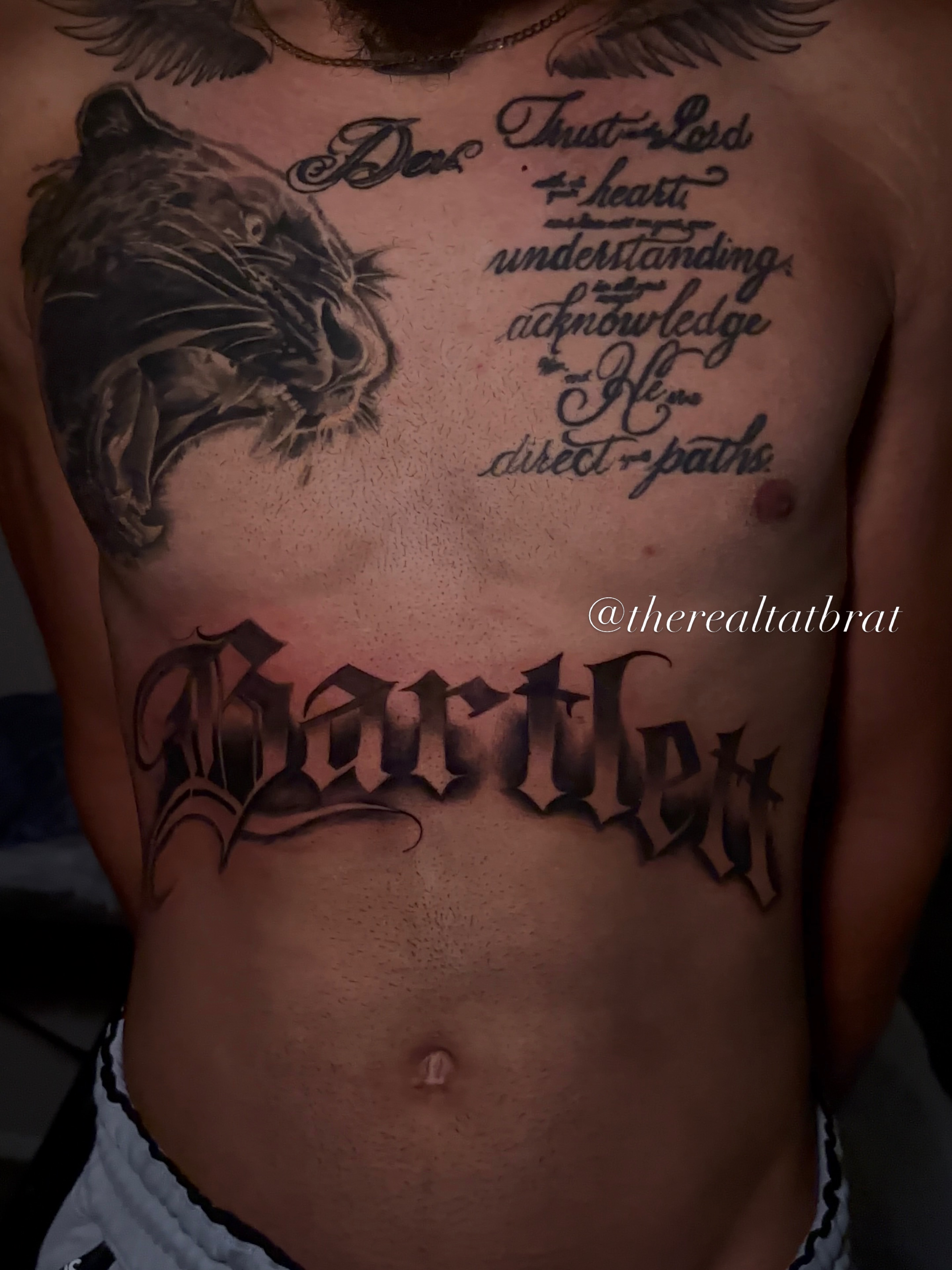 Tattoo by @therealtatbrat — black_and_grey, realism