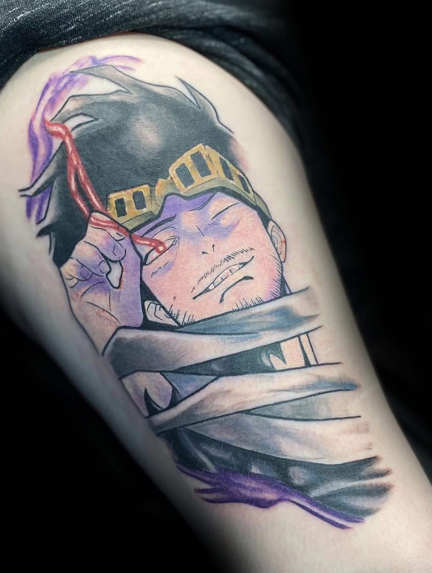 Anime character anime tattoo on the shoulder by Kyle The Cartoon Guy