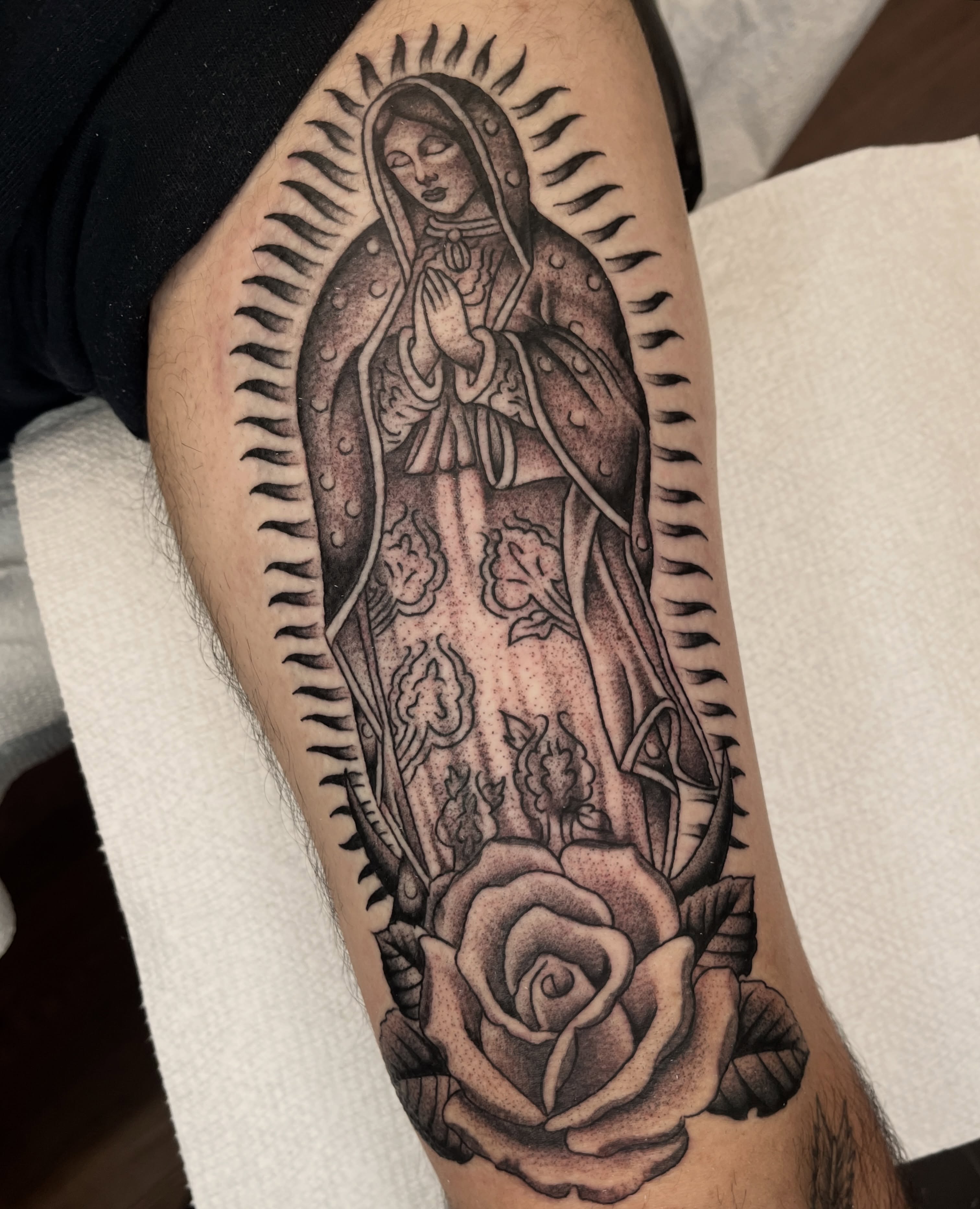 Tattoo by @jesus_pieces_ — black_and_grey