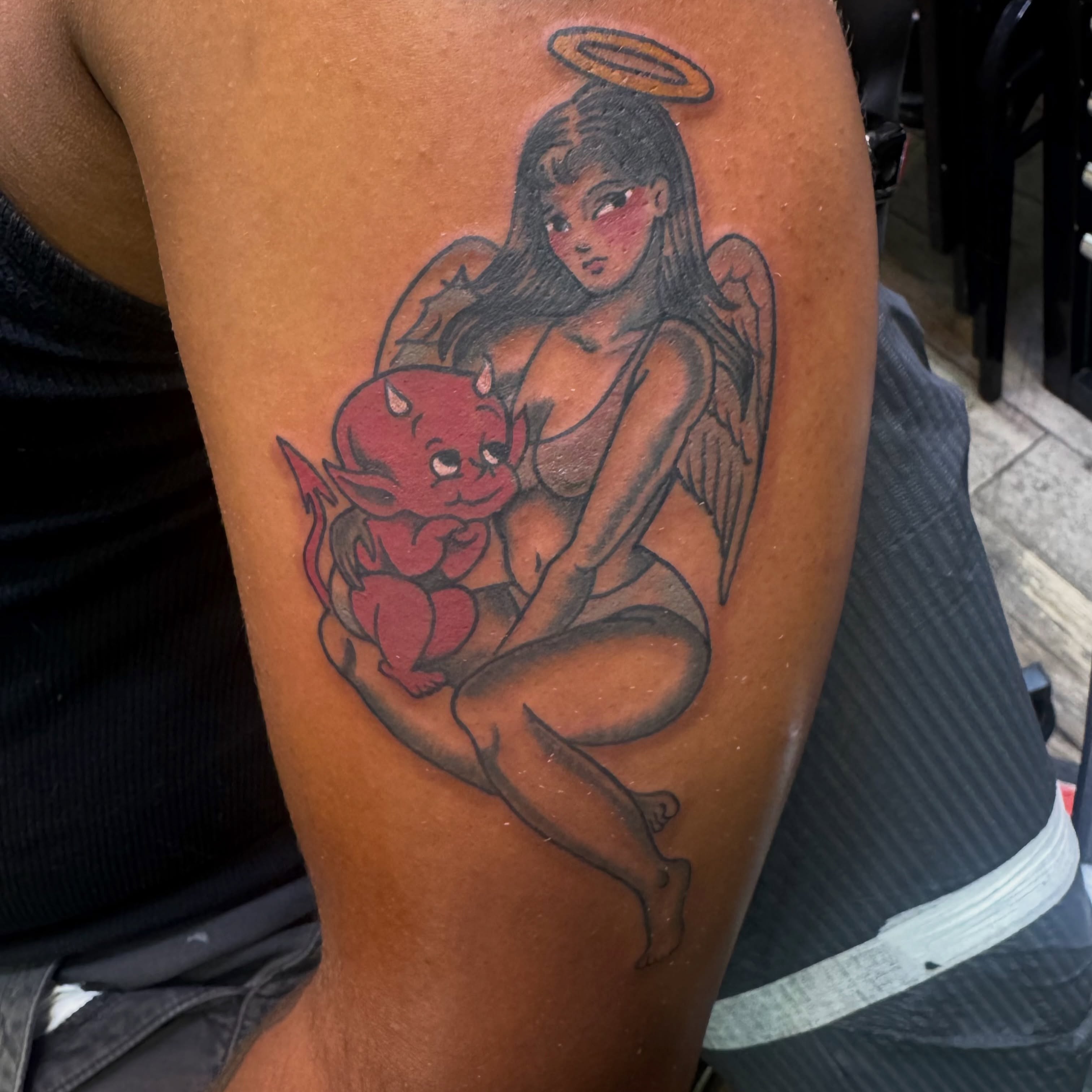 Tattoo by @kustomhustletattoo — american_traditional, dotwork