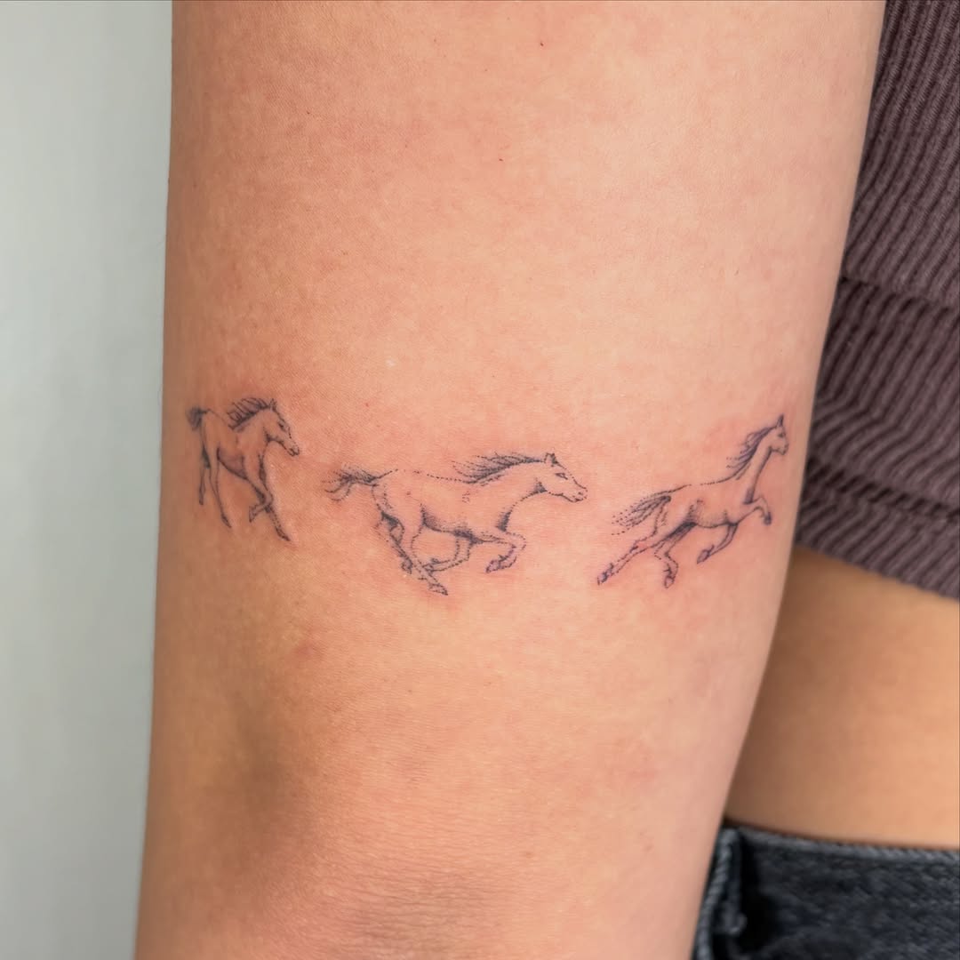 Horses black and grey tattoo on the forearm by ๐ป๐๐๐๐๐๐๐ โงห*ยฐเฟ