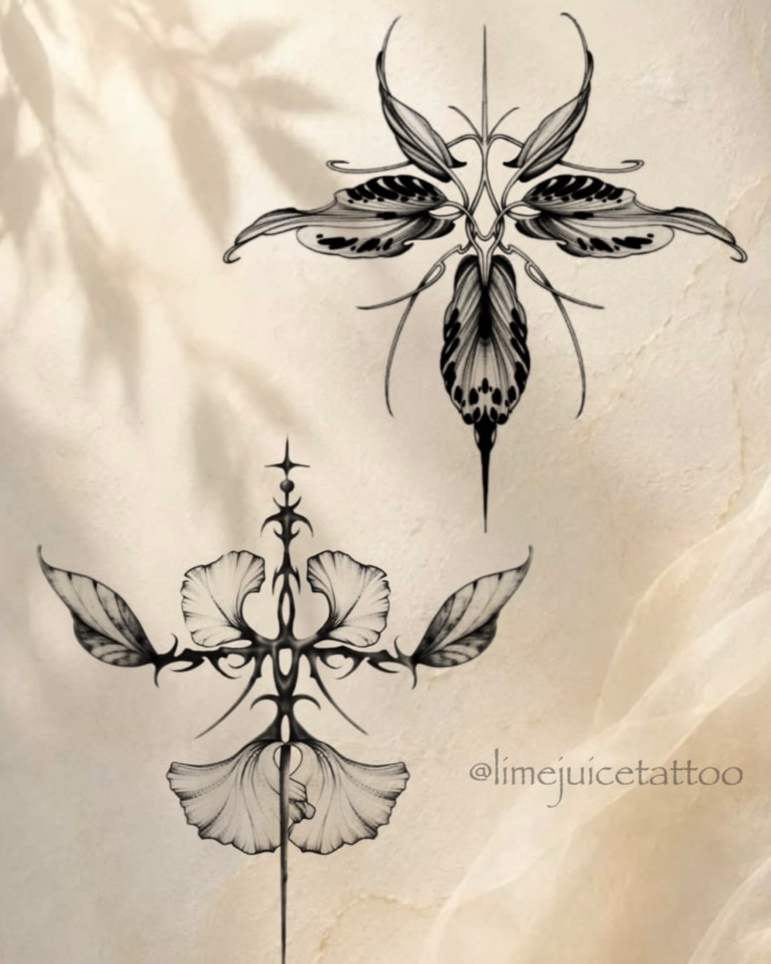 Floral black and grey tattoo by Tash ๐โ๐ฉ