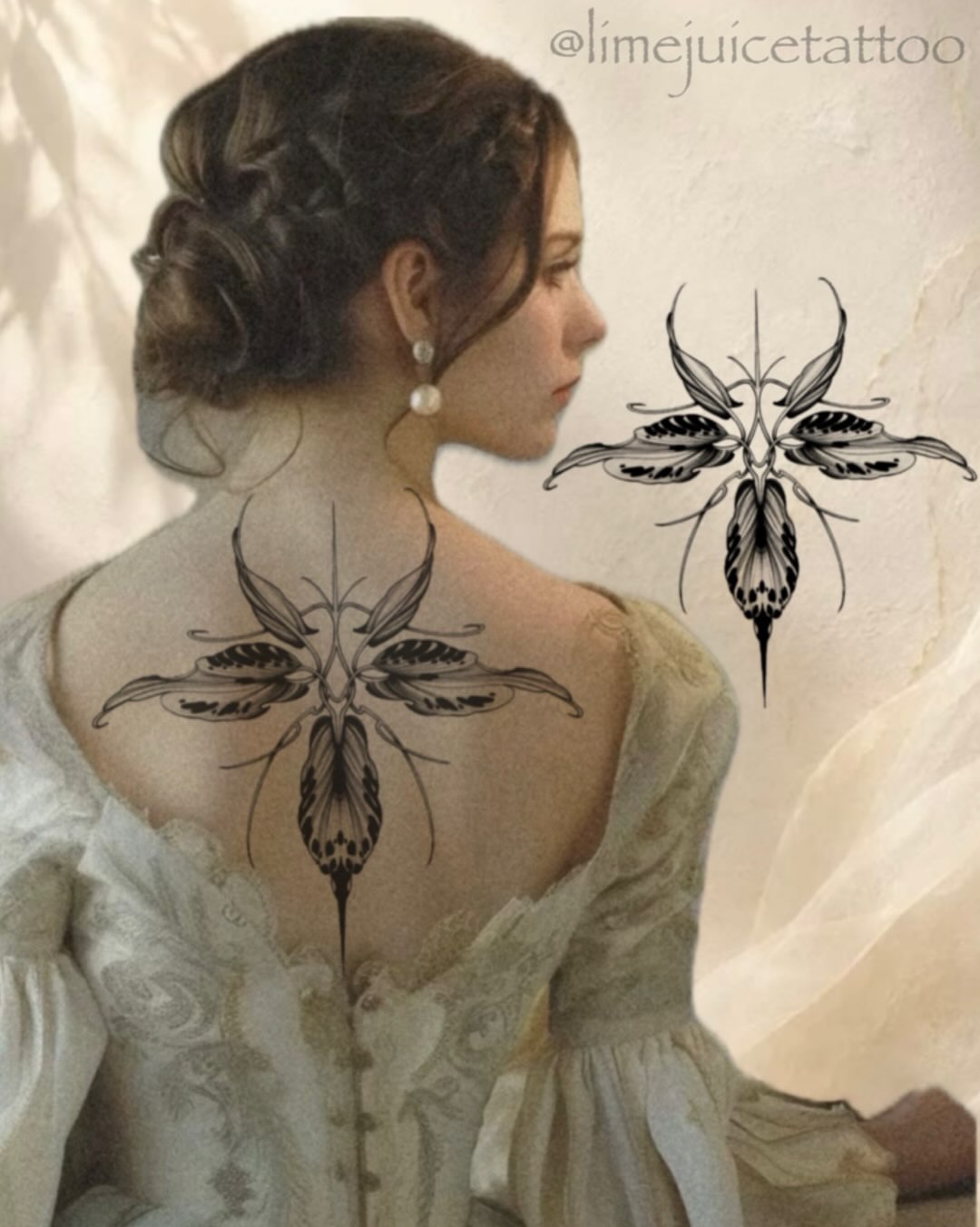 Insect black and grey tattoo on the back by Tash ๐โ๐ฉ