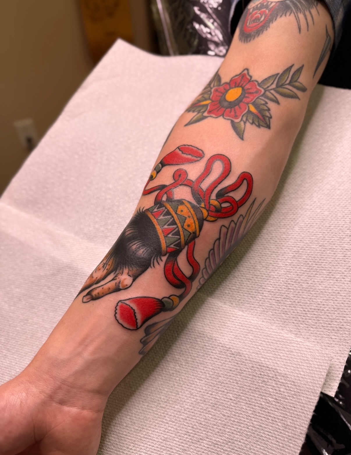 Pirate hook American traditional tattoo on the forearm by Ethan, Toledo, Ohio