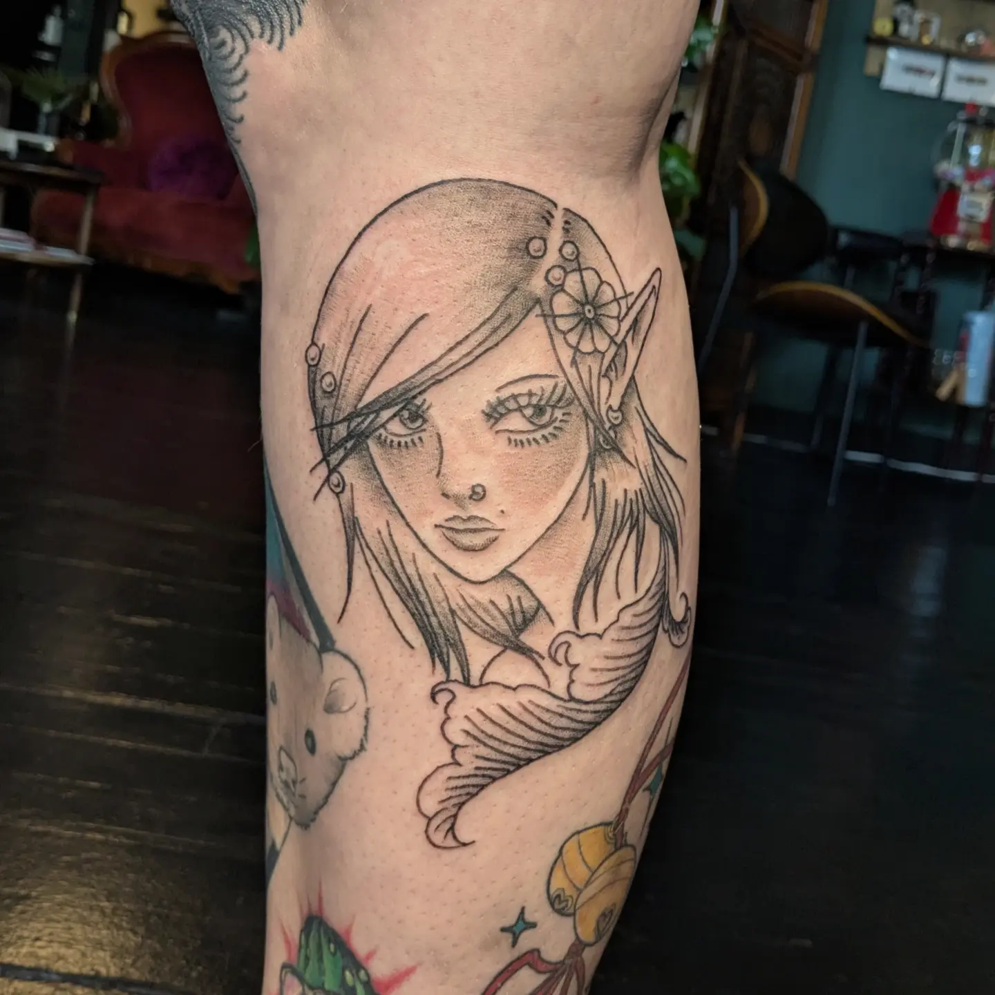 Elf-like girl realism tattoo on the forearm by Madison Cañedo ✺ Portland tattoo