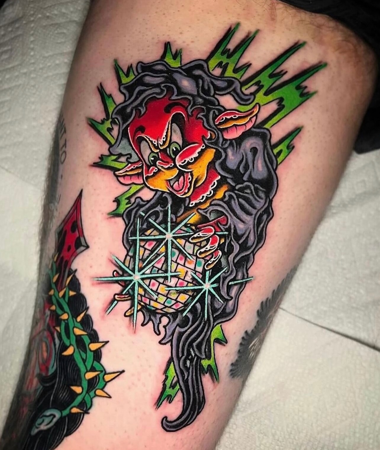 Tattoo by @jadecnapier — american_traditional, trash_polka