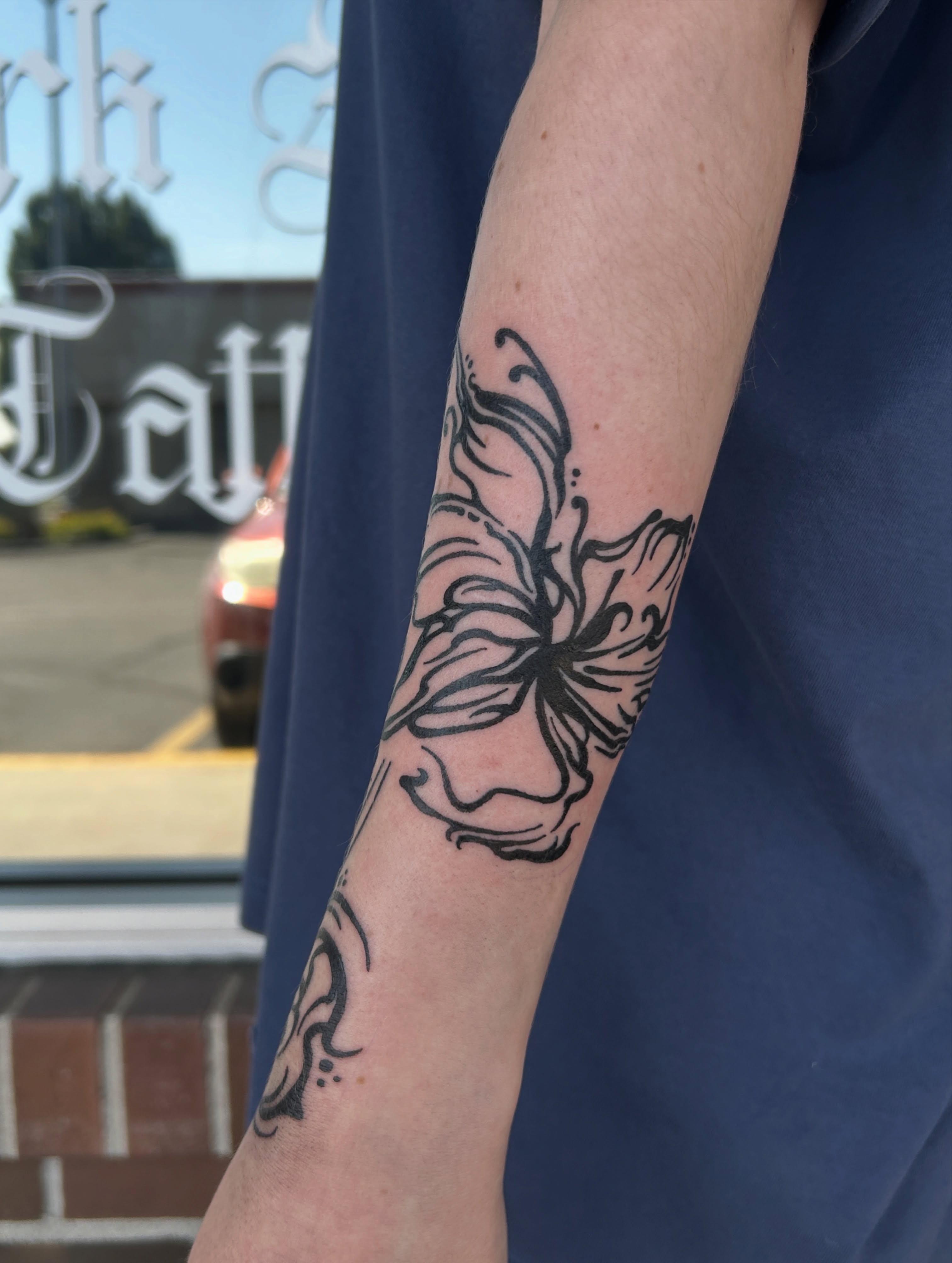 Tattoo by @dokkaebi_ink — black_and_grey