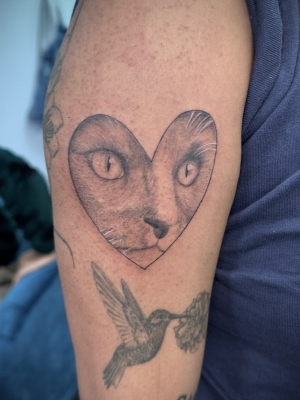Cat heart realism tattoo on the forearm by Bell