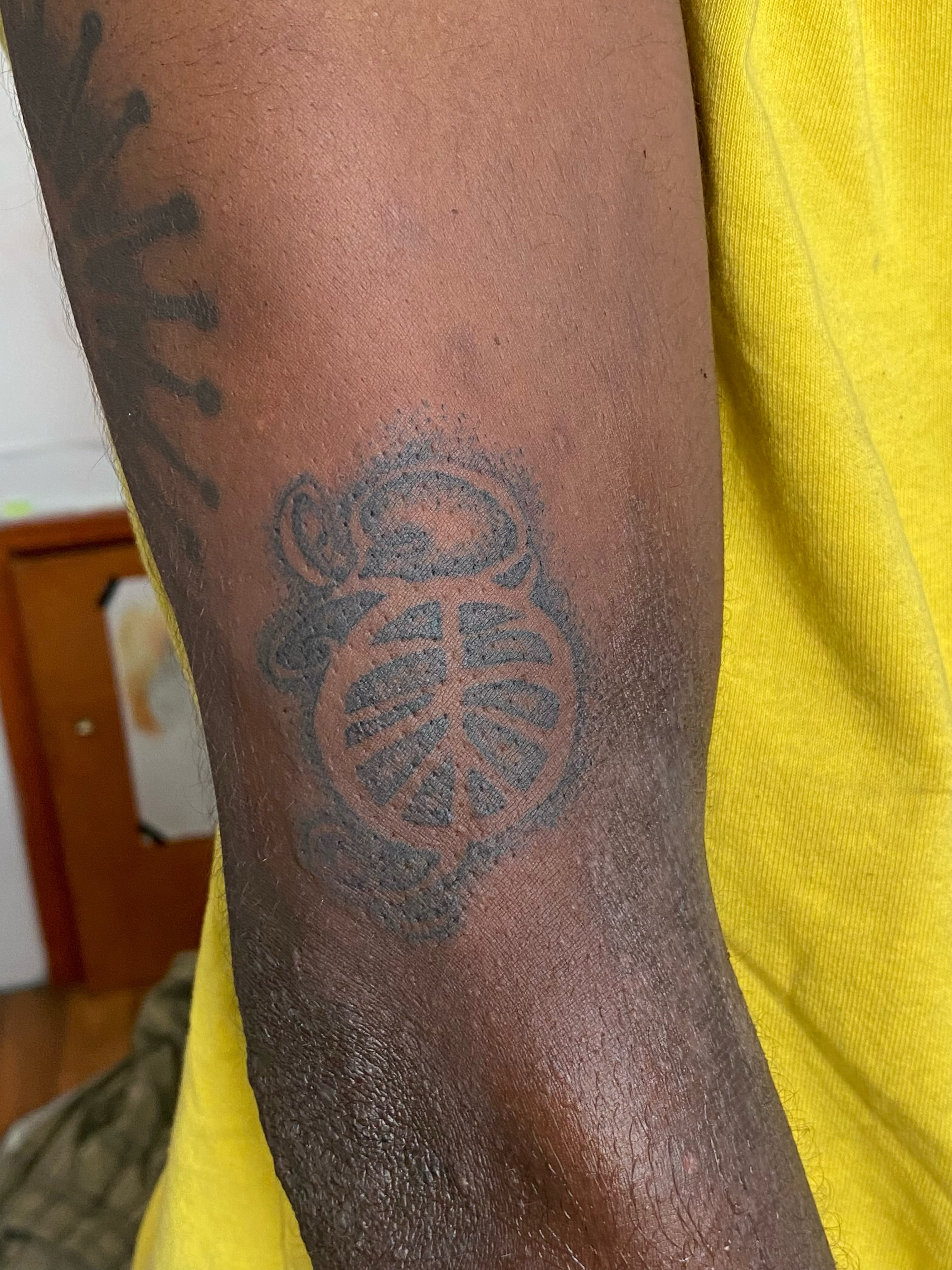 Scorpion geometric tattoo on the forearm by @feverfeverish