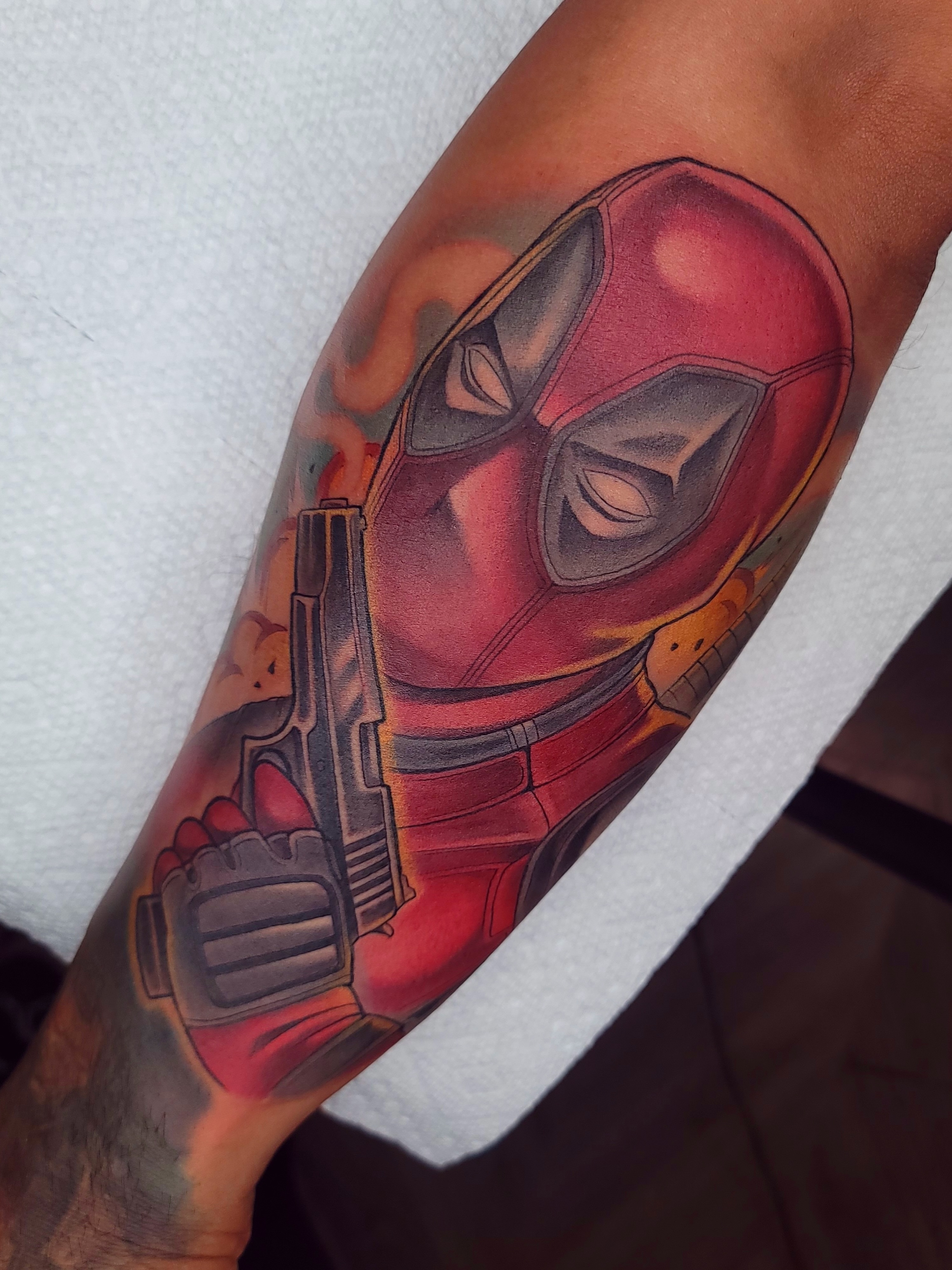 Deadpool realism tattoo on the forearm by πΌπππΎππΌ π
πΌππππ